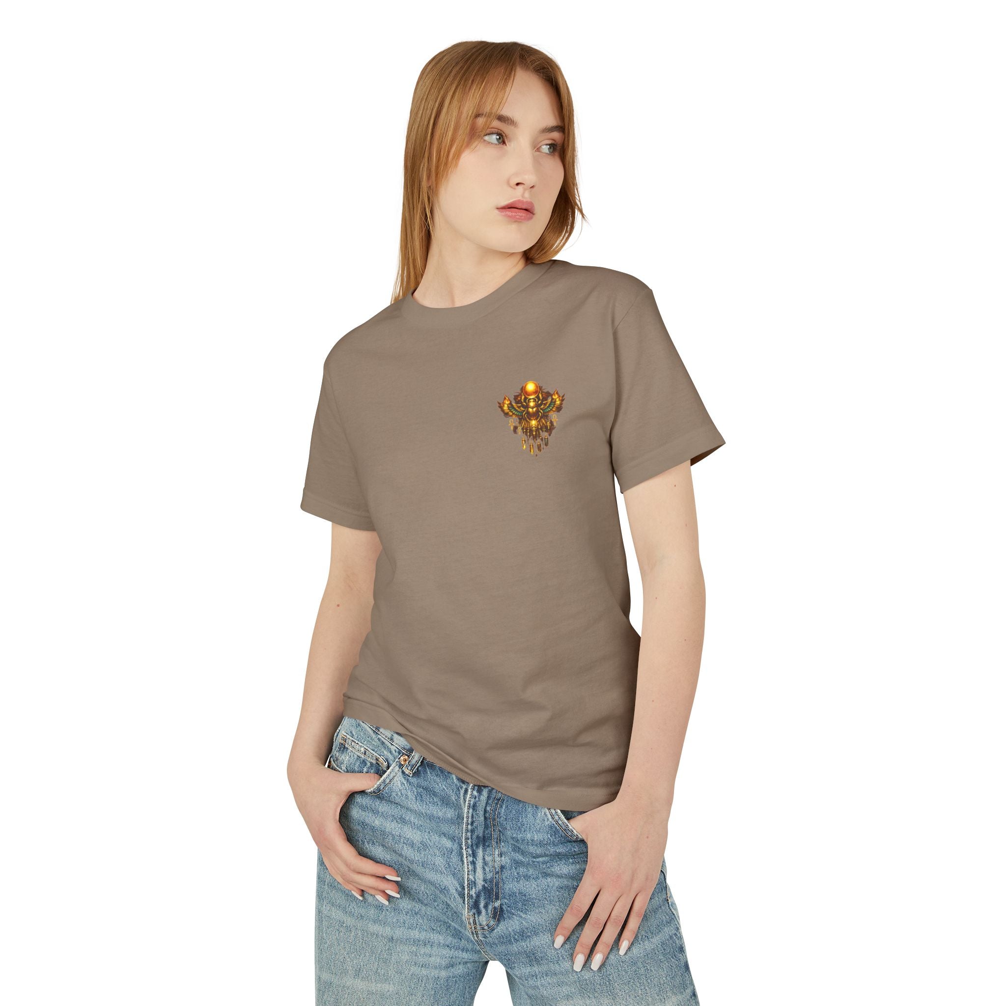 PRB Graphic Tee — Golden Gothic Shield Chest & Back Design by Power Runs Black
