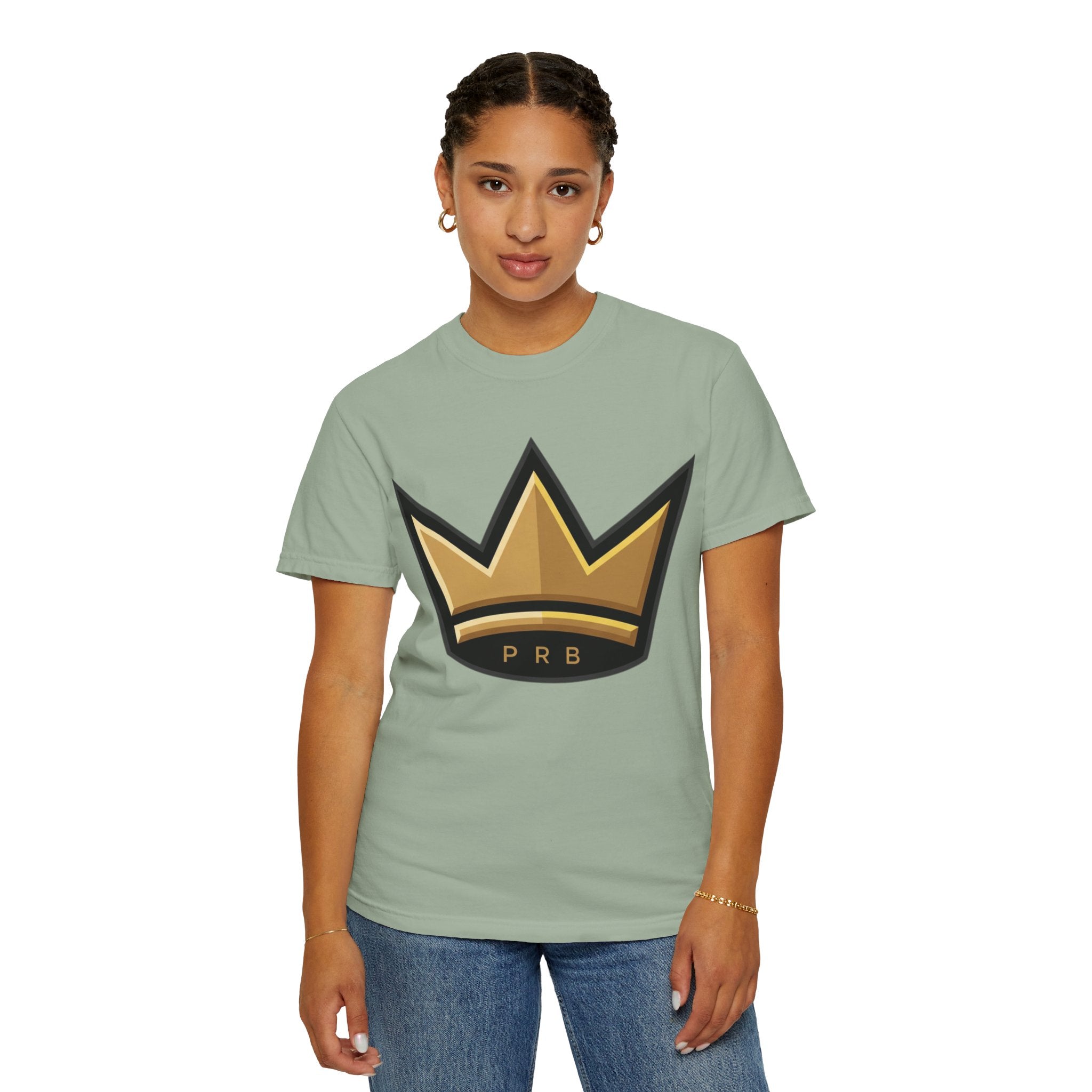 PRB Crown & Cosmos Graphic T-Shirt | Gold Royal Crest & Celestial Back by Printify