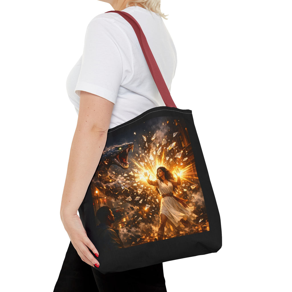 PRB Raging Serpent Burst tote bag | Fantasy serpent explosion art by Printify