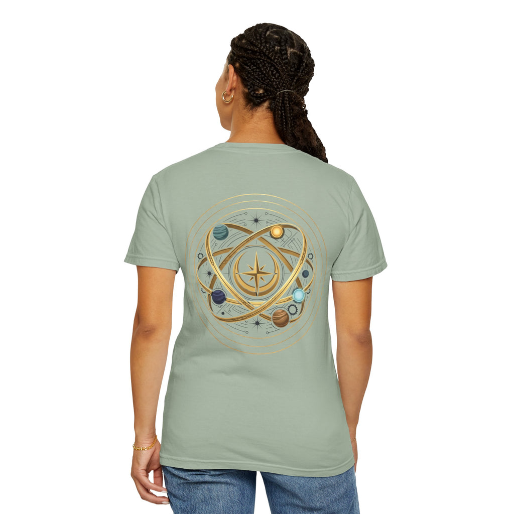 PRB Crown & Cosmos Graphic T-Shirt | Gold Royal Crest & Celestial Back by Printify