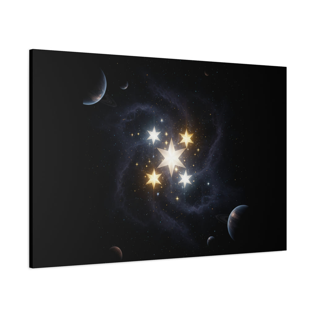 Power Runs Black PRB Glowing Star Constellation Canvas by Power Runs Black