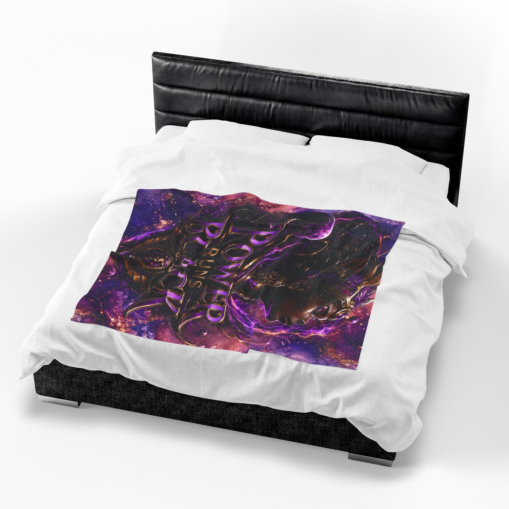 Power Runs Black Velveteen Plush Blanket - "Power Runs Black" Inspirational Afrocentric Throw Blanket by Power Runs Black