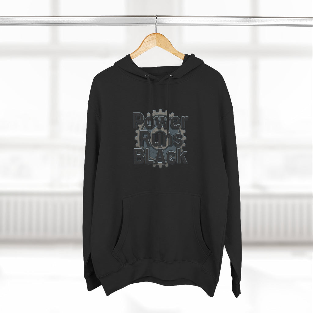 PRB Built of Power Graphic Hoodie — ‘Power Runs Black’ Industrial Mech Design by Power Runs Black