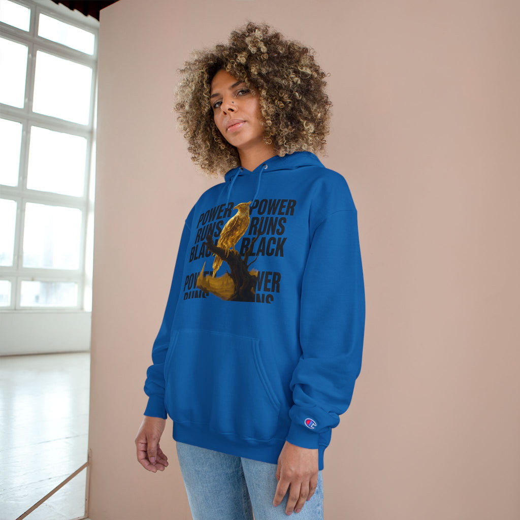 PRB Champion Hoodie — 'Power Runs Black' Golden Bird Graphic Pullover by Power Runs Black