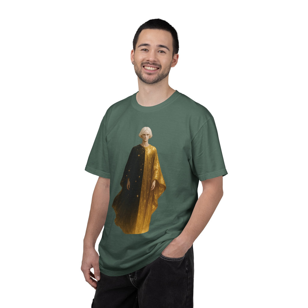 Power Runs Black PRB Twelfth Golden Cloak Figure T-Shirt | Surreal Angelic Portrait by Power Runs Black