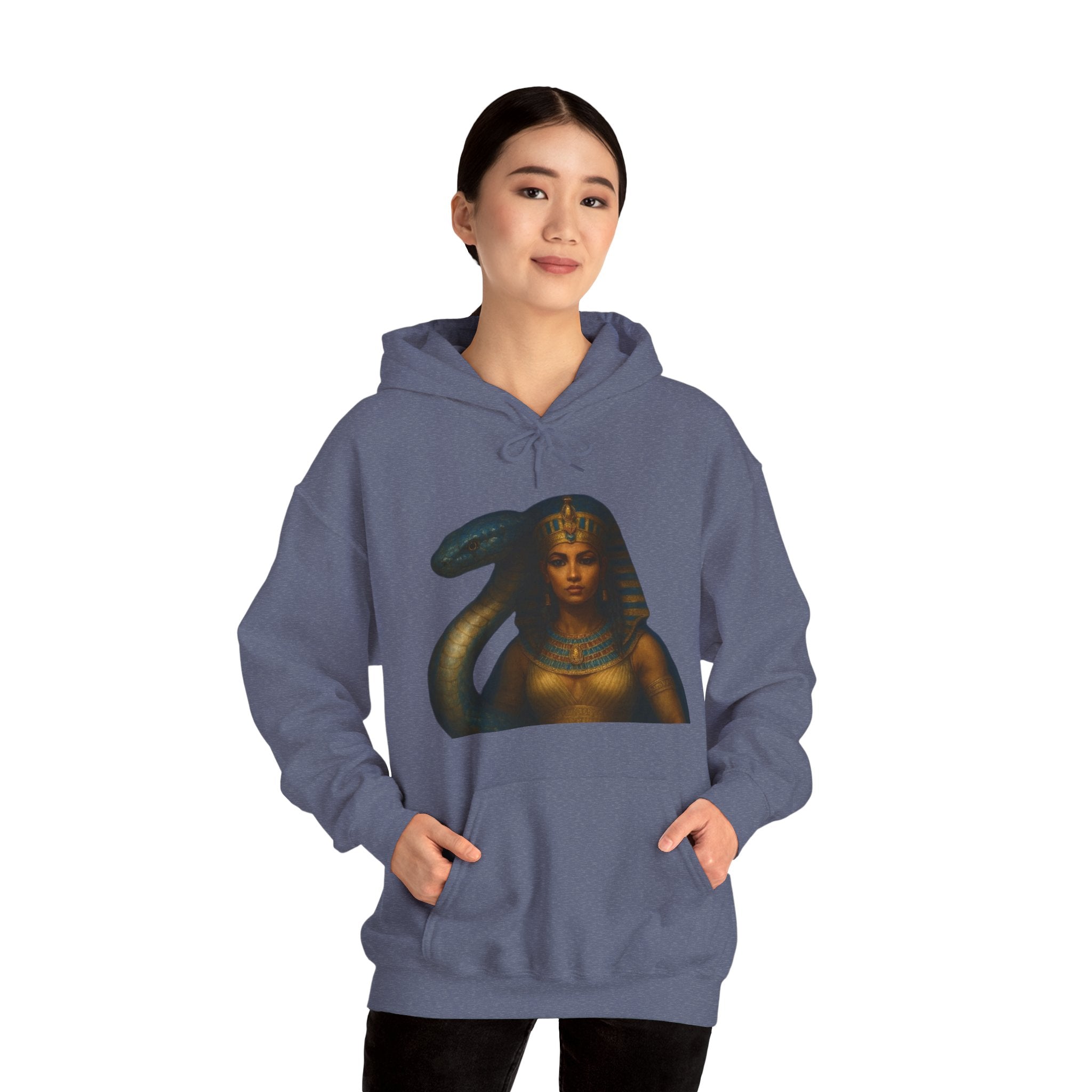 PRB Egyptian Goddess Portrait Hoodie | Serpent Headdress, Ancient Queen Art by Power Runs Black