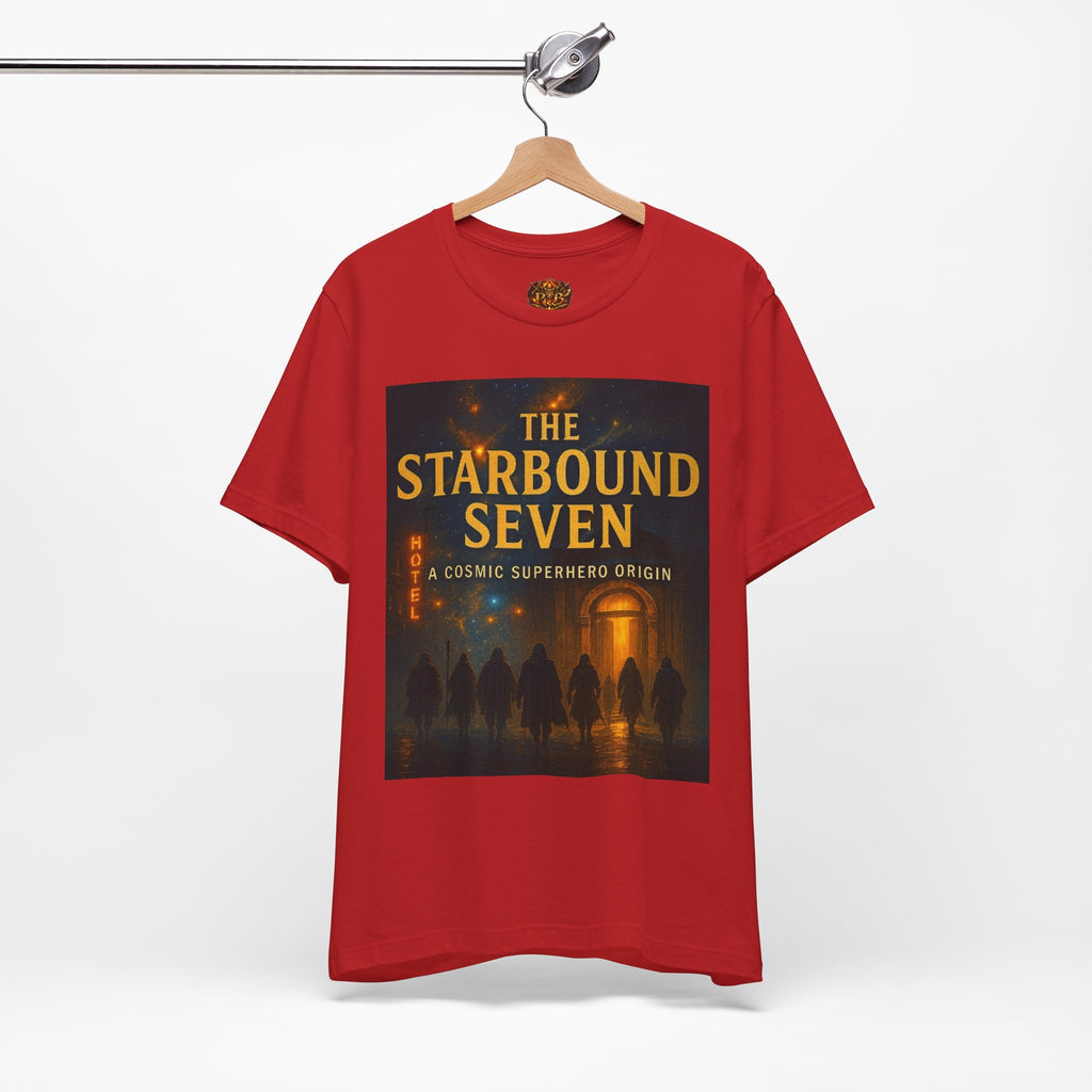 Power Runs Black PRB The Starbound Seven Tee – Retro Cosmic Superhero Poster Shirt by Power Runs Black