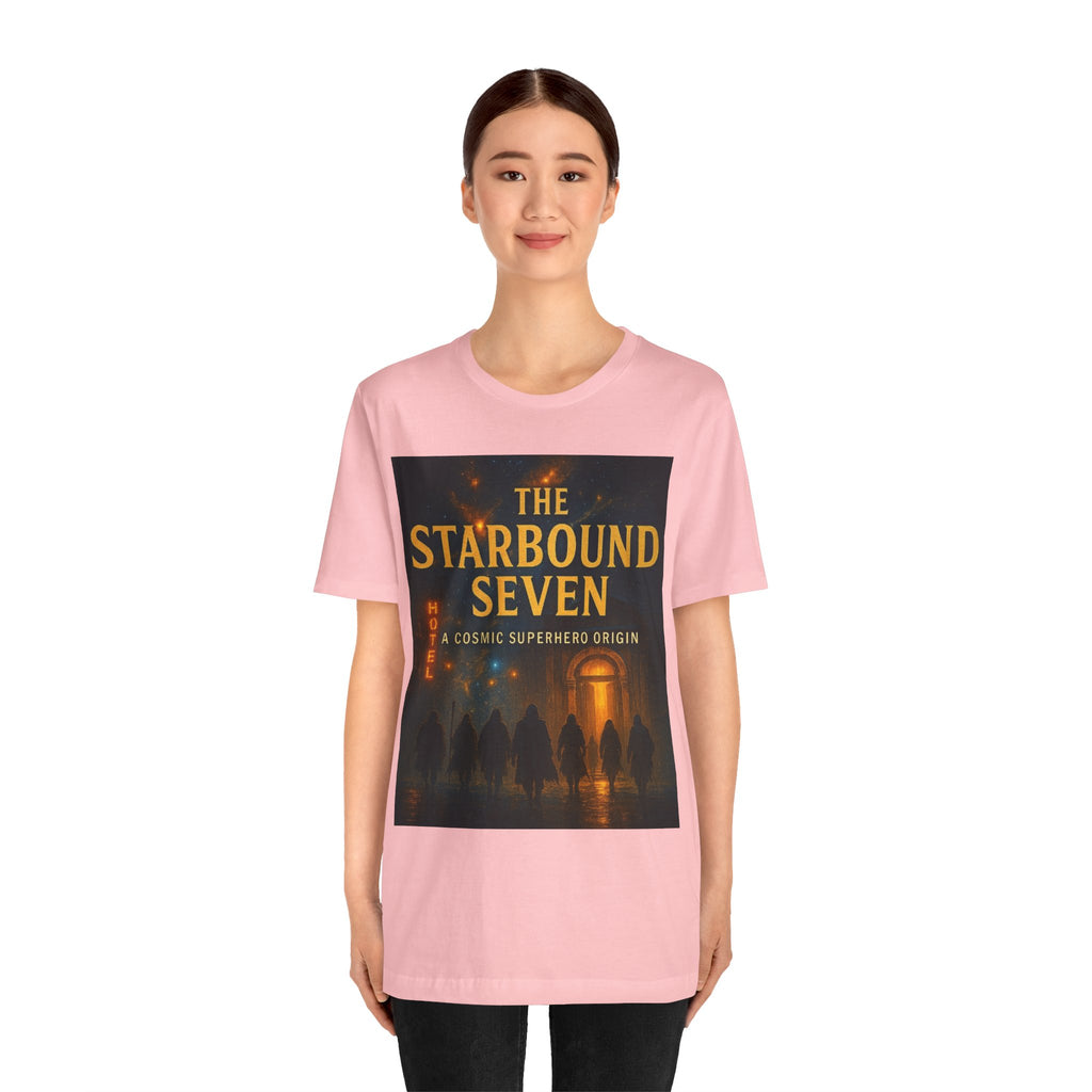Power Runs Black PRB The Starbound Seven Tee – Retro Cosmic Superhero Poster Shirt by Power Runs Black