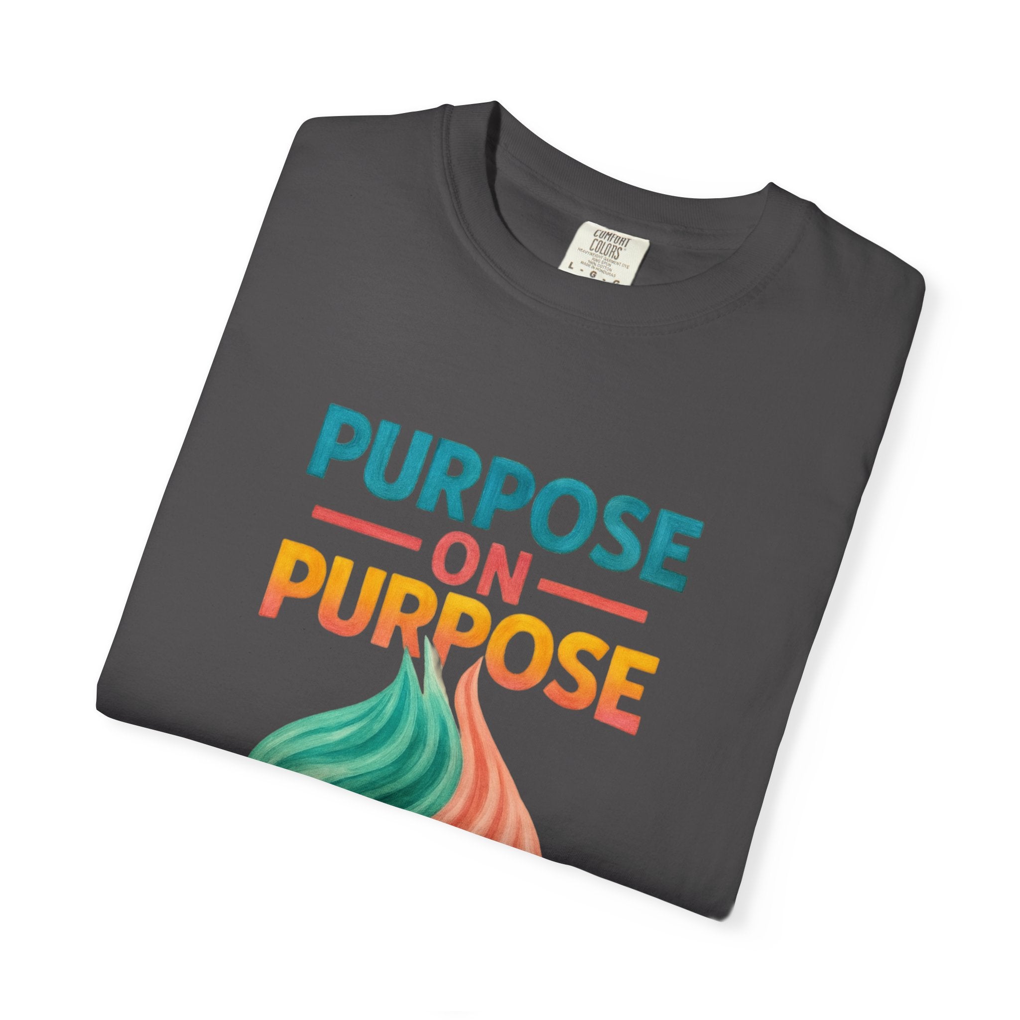 PRB Purpose On Purpose T-Shirt — Inspirational Graphic Tee with Abstract Wave Design by Power Runs Black