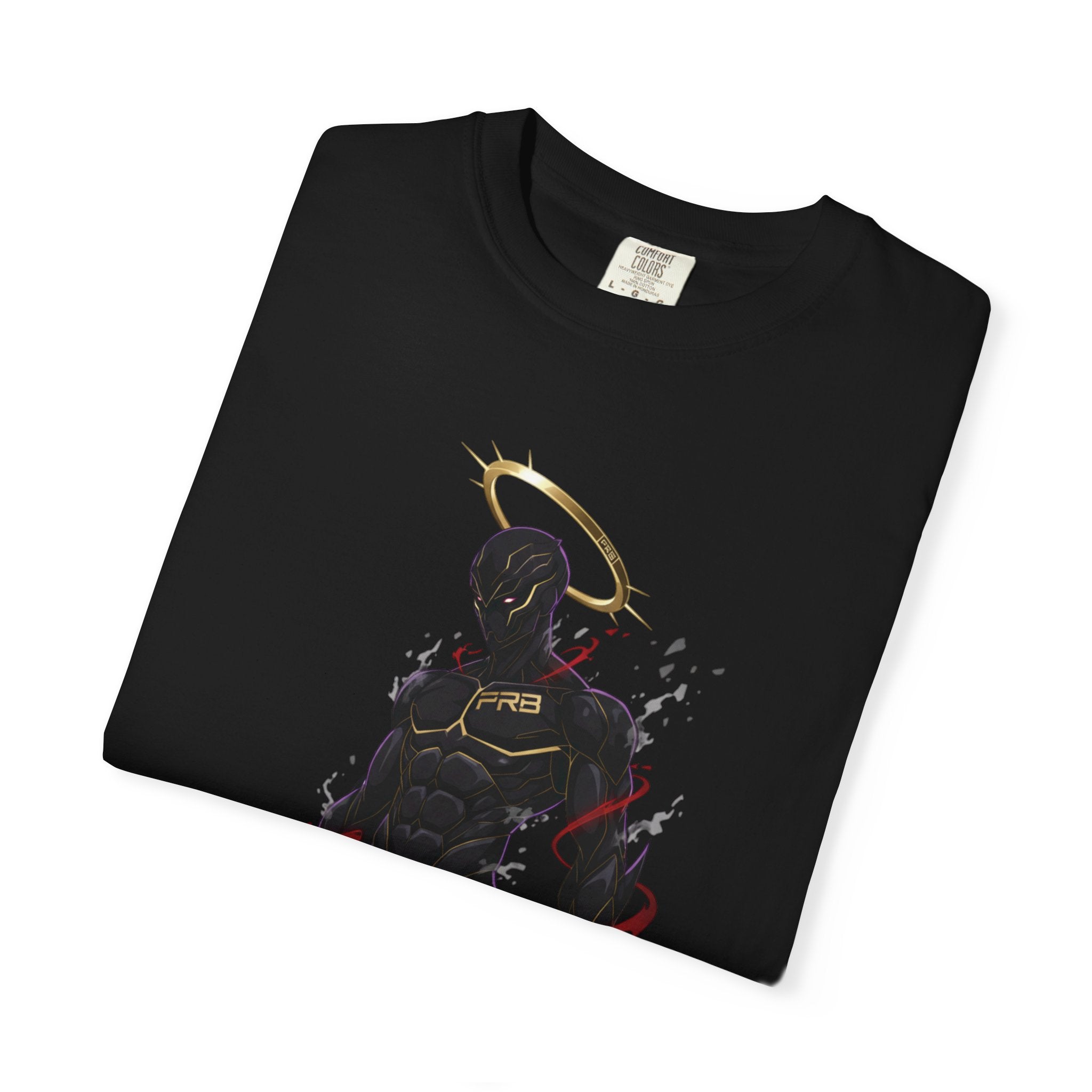 PRB Shadow Hero Graphic T-Shirt — Haloed Vigilante Illustration by Printify