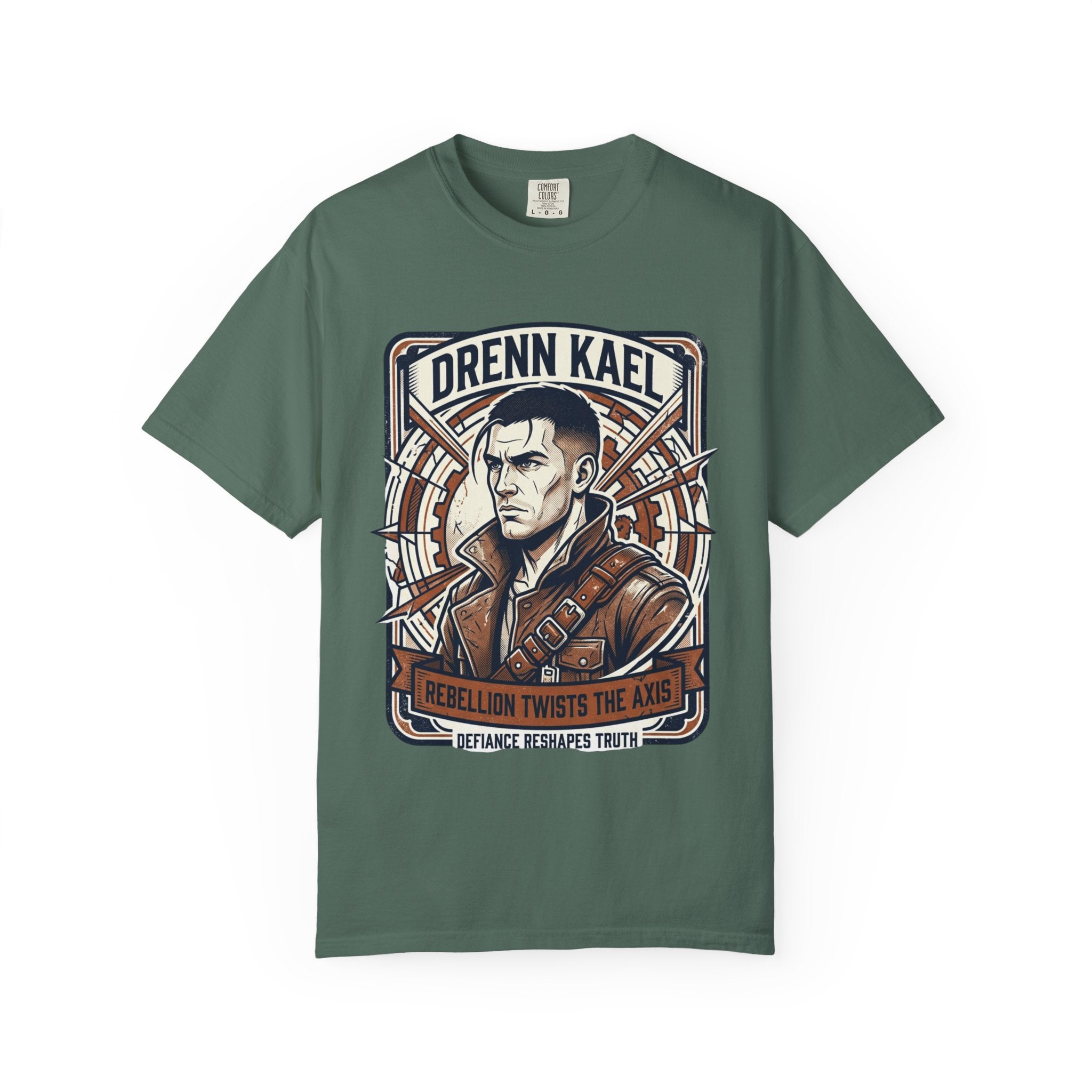 Power Runs Black PRB Drenn Kael Portrait T-Shirt — "Rebellion Twists the Axis" Graphic Tee by Printify