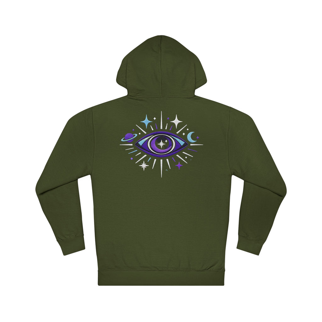 PRB Mystic Purple All-Seeing Eye Hoodie | Celestial Stars Moon by Power Runs Black