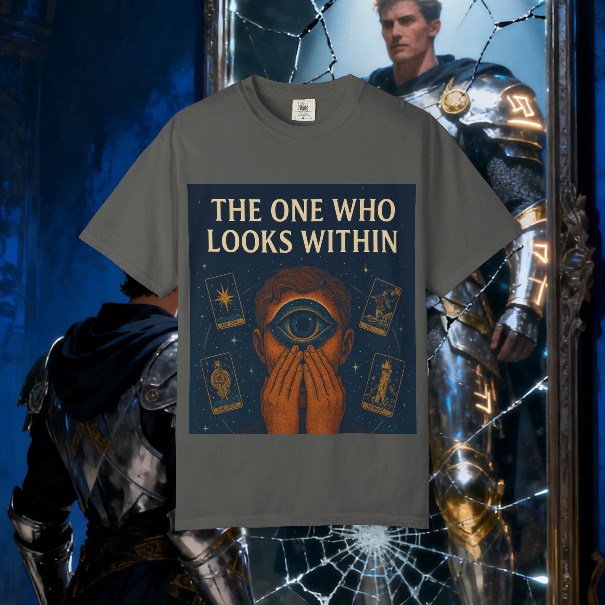 PRB Tarot Eye T-Shirt — "The One Who Looks Within" Mystical Graphic Tee by Power Runs Black