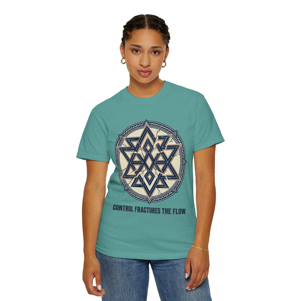 Power Runs Black PRB Geometric Star Mandala T-Shirt — "Control Fractures the Flow" Graphic Tee by Power Runs Black