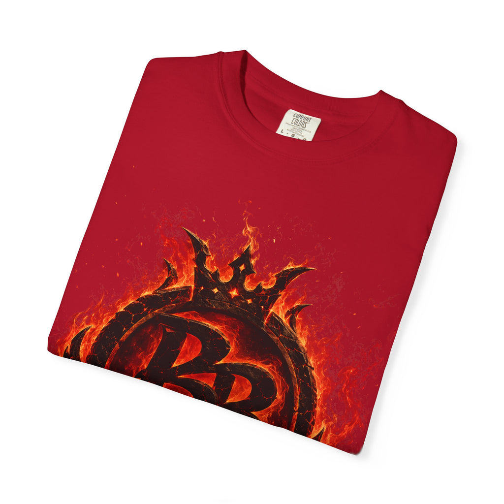 Power Runs Back PRB Flame Logo T-shirt | Fiery Emblem Tee, Grunge Rock Chic by Power Runs Black