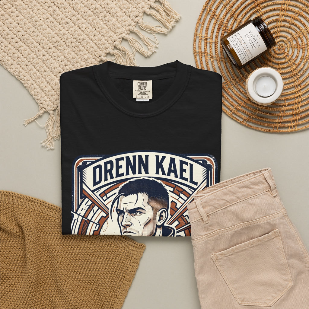 Power Runs Black PRB Drenn Kael Portrait T-Shirt — "Rebellion Twists the Axis" Graphic Tee by Printify