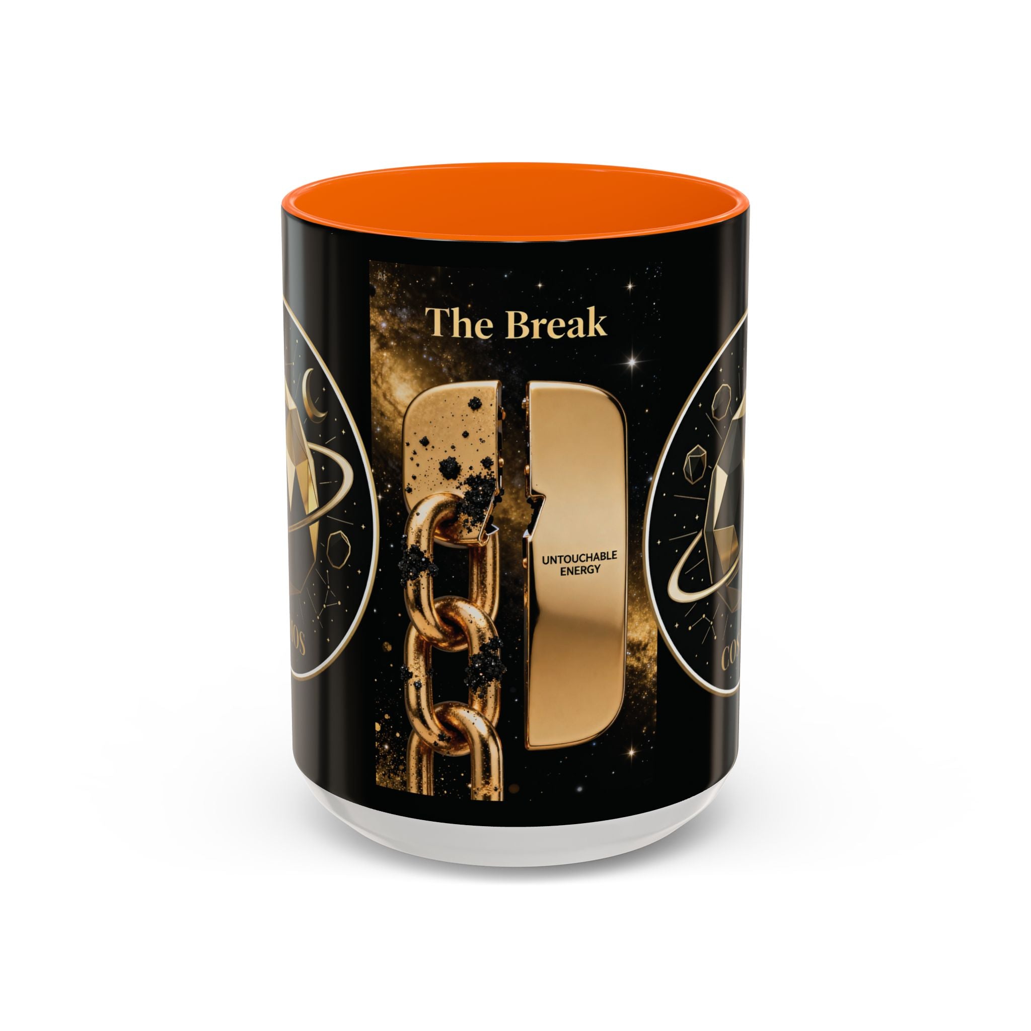 PRB Gold Cosmos Design Accent Coffee Mug | The Break, Planet Illustration by Printify