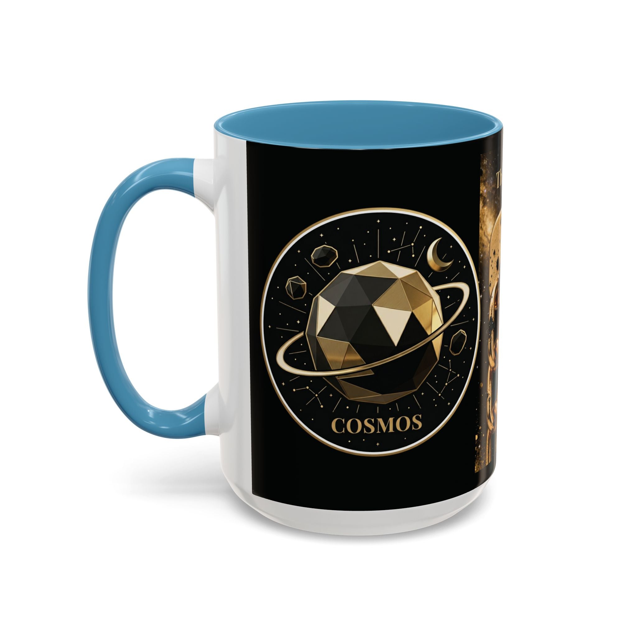 PRB Gold Cosmos Design Accent Coffee Mug | The Break, Planet Illustration by Printify