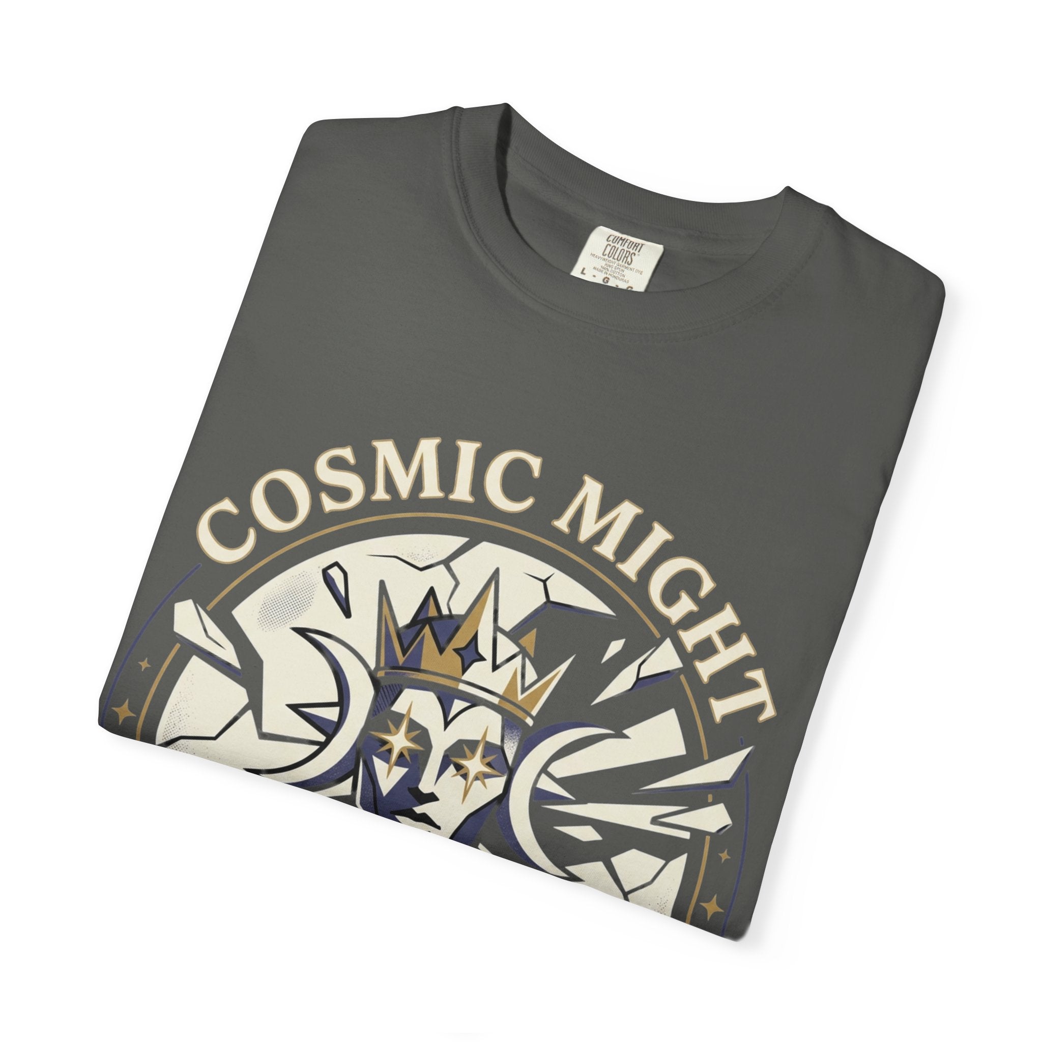 PRB Starforged Flex Cosmic Might Unleashed Graphic T-Shirt — 'Cosmic Might Unleashed' Vintage Astro King Tee by Power Runs Black