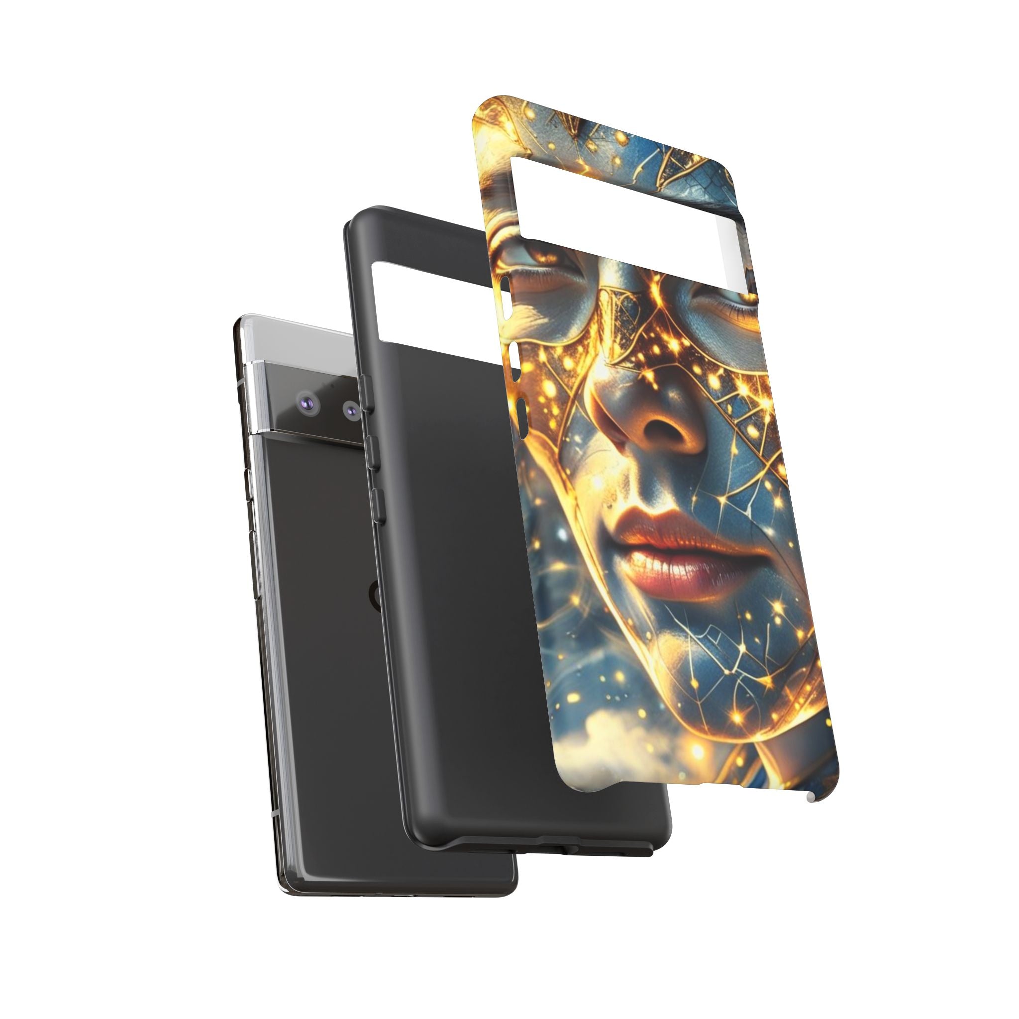 PRB Galactic Portrait Tough Case | Cosmic Face Phone Case, Starry Nebula Design by Power Runs Black