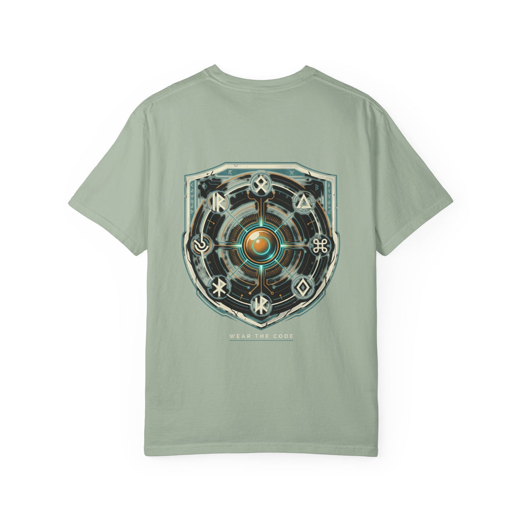 Power Runs Black PRB "Wear The Code" Mystic Shield T-Shirt — Geometric Sigil Graphic Tee by Printify