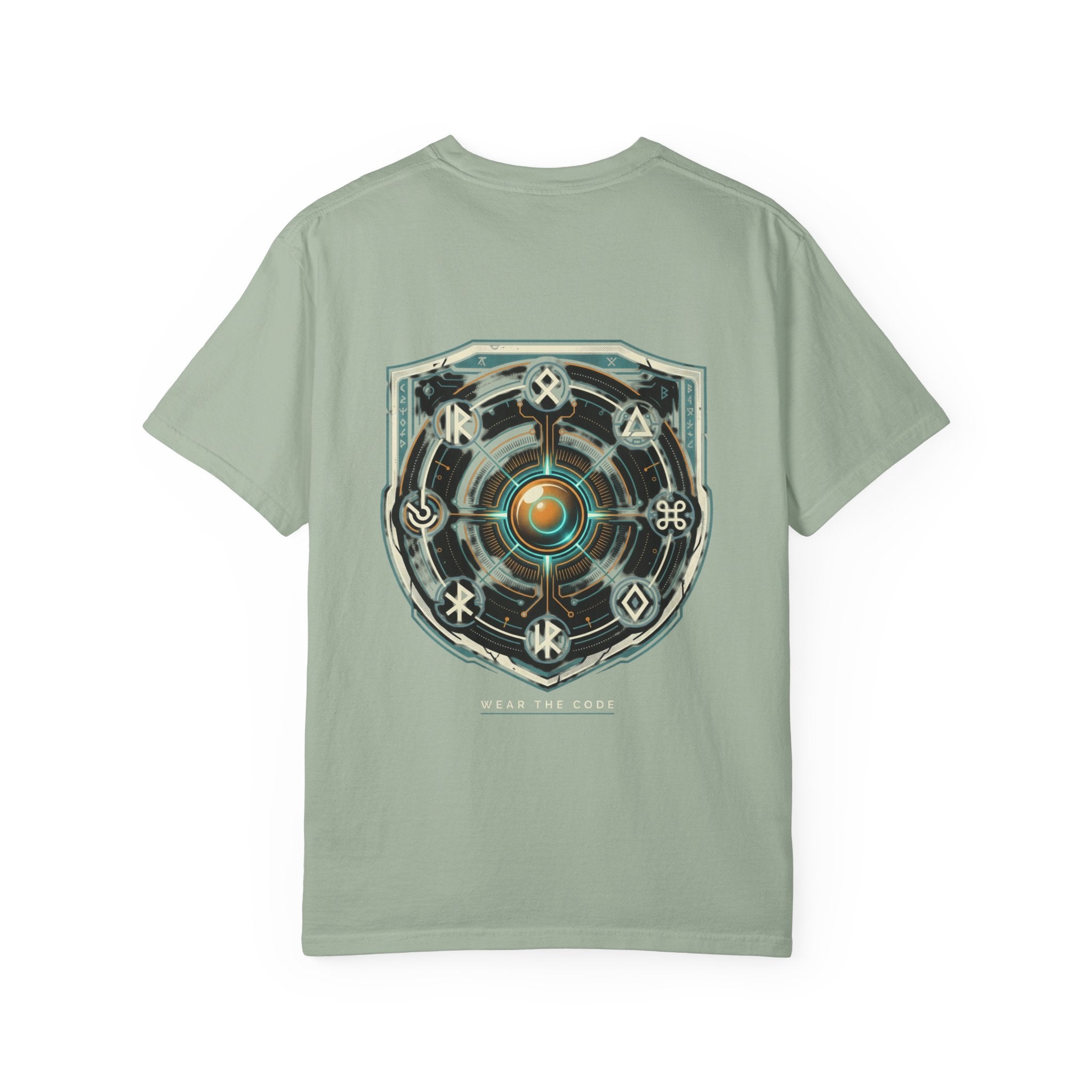 Power Runs Black PRB "Wear The Code" Mystic Shield T-Shirt — Geometric Sigil Graphic Tee by Printify