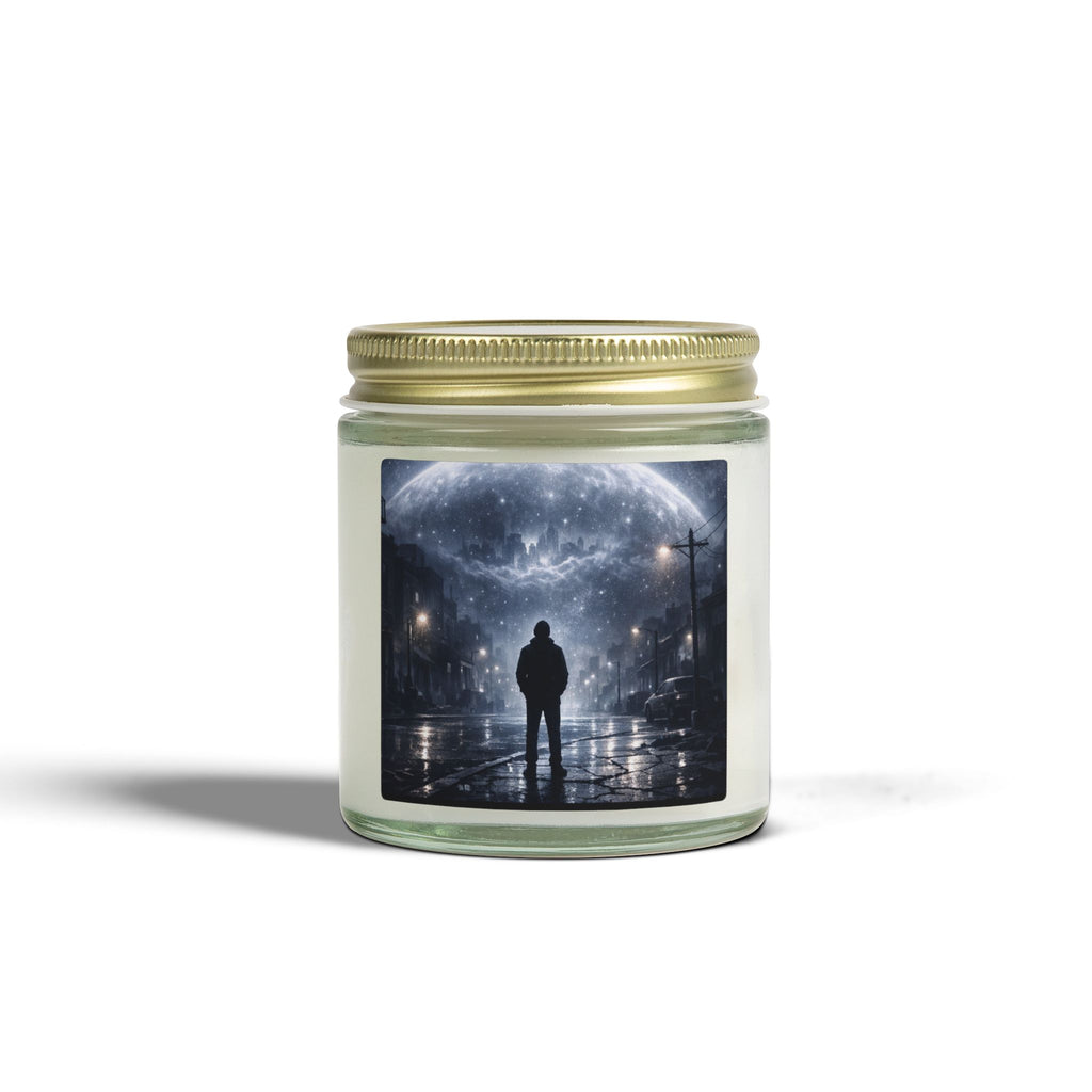 PRB Lone Figure Under Moonlight Candle | Coconut Apricot Wax Jar by Power Runs Black