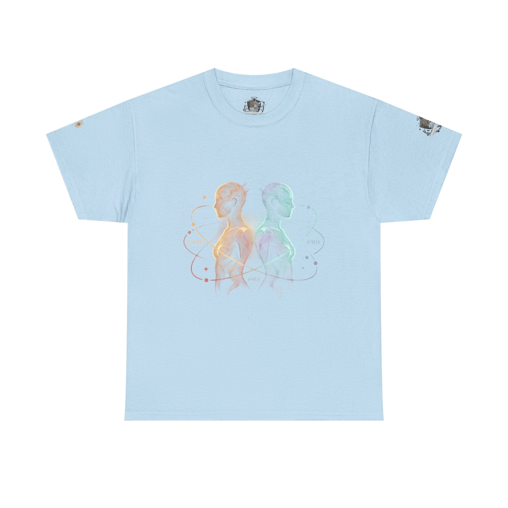 Power Runs Black Gemini Spirit Tee — Twin Sun & Moon Celestial Graphic T-Shirt by Printify