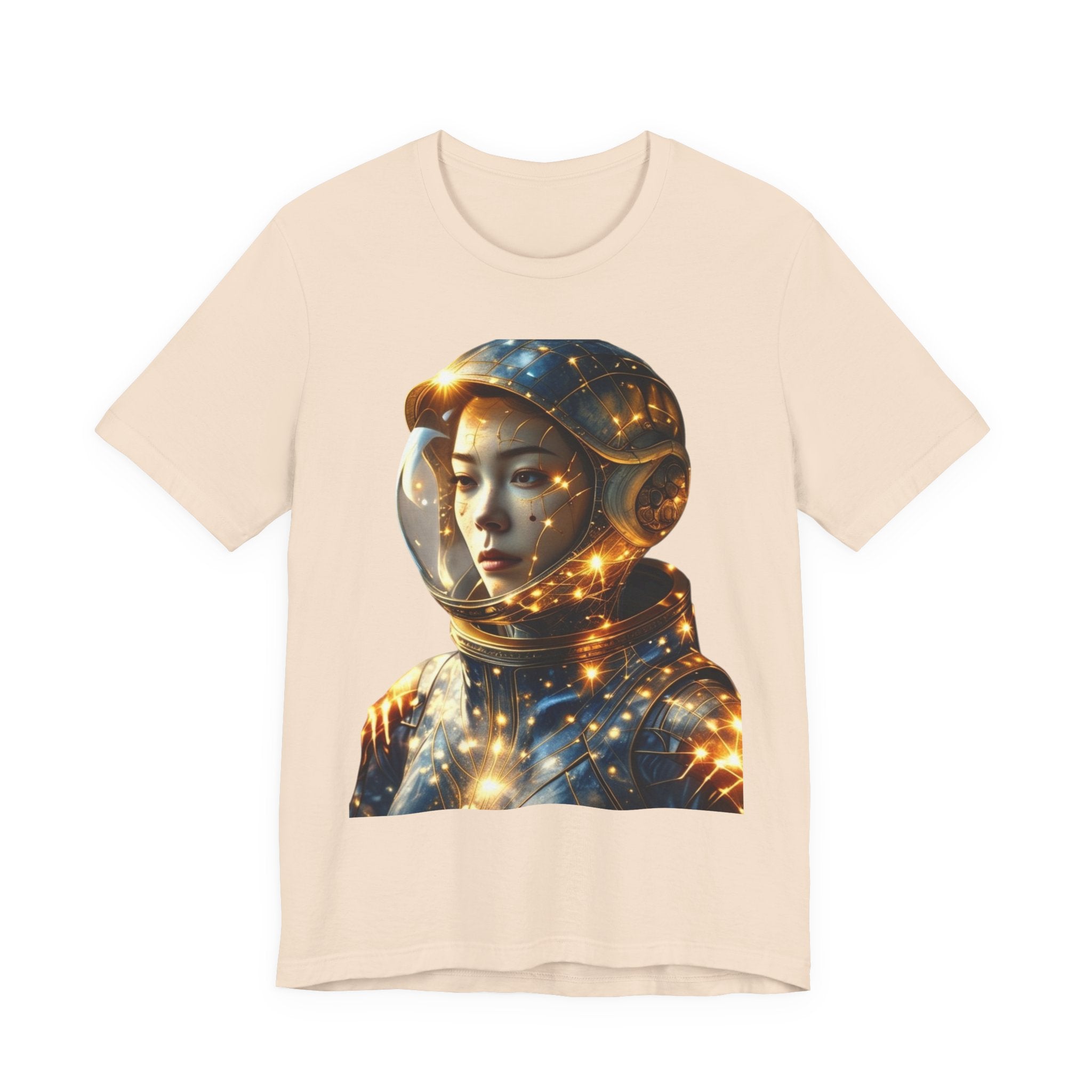 PRB Astronaut Portrait Tee — Starry Cosmic Helmet Graphic T-Shirt by Power Runs Black
