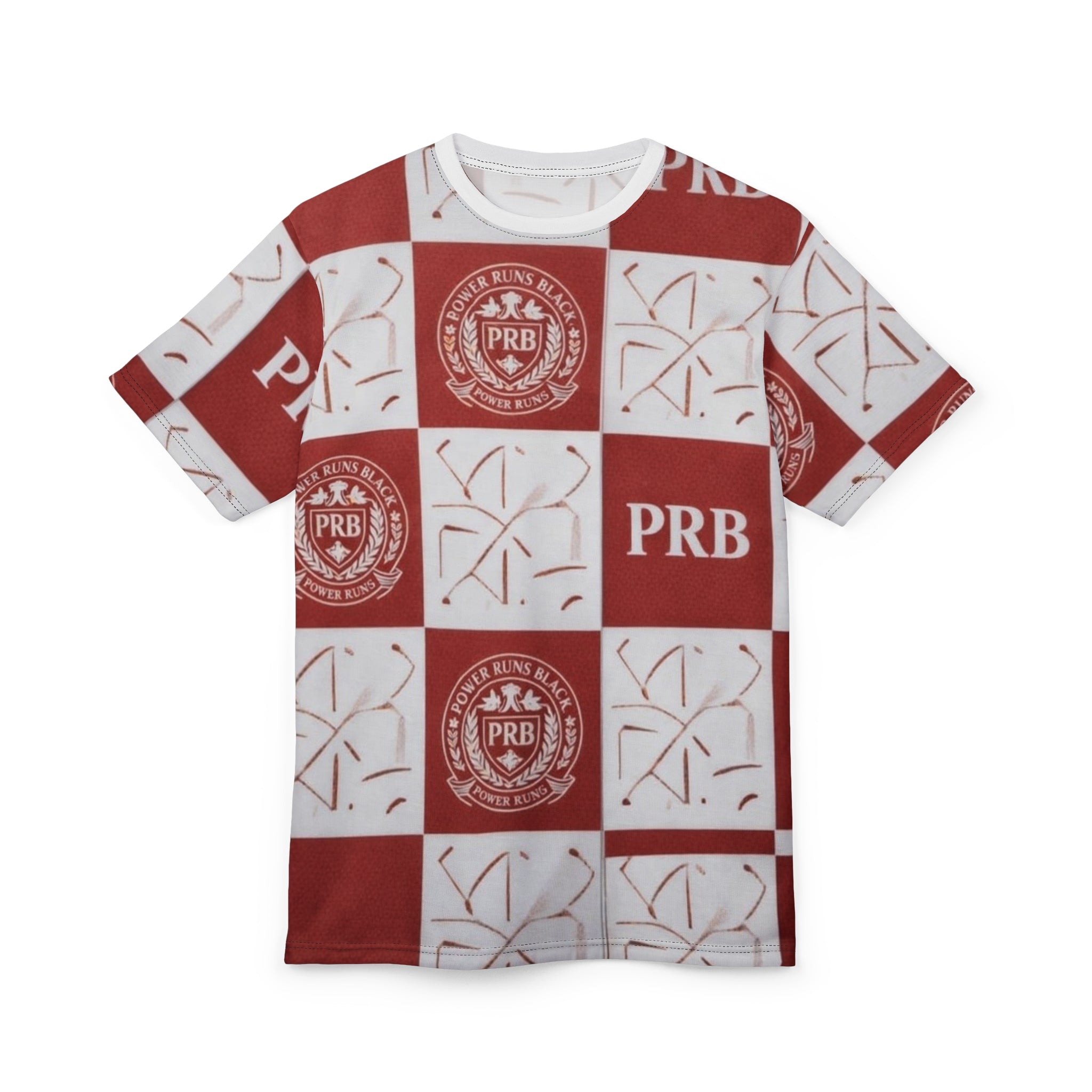 PRB Checkerboard All-Over Print Tee by Power Runs Black