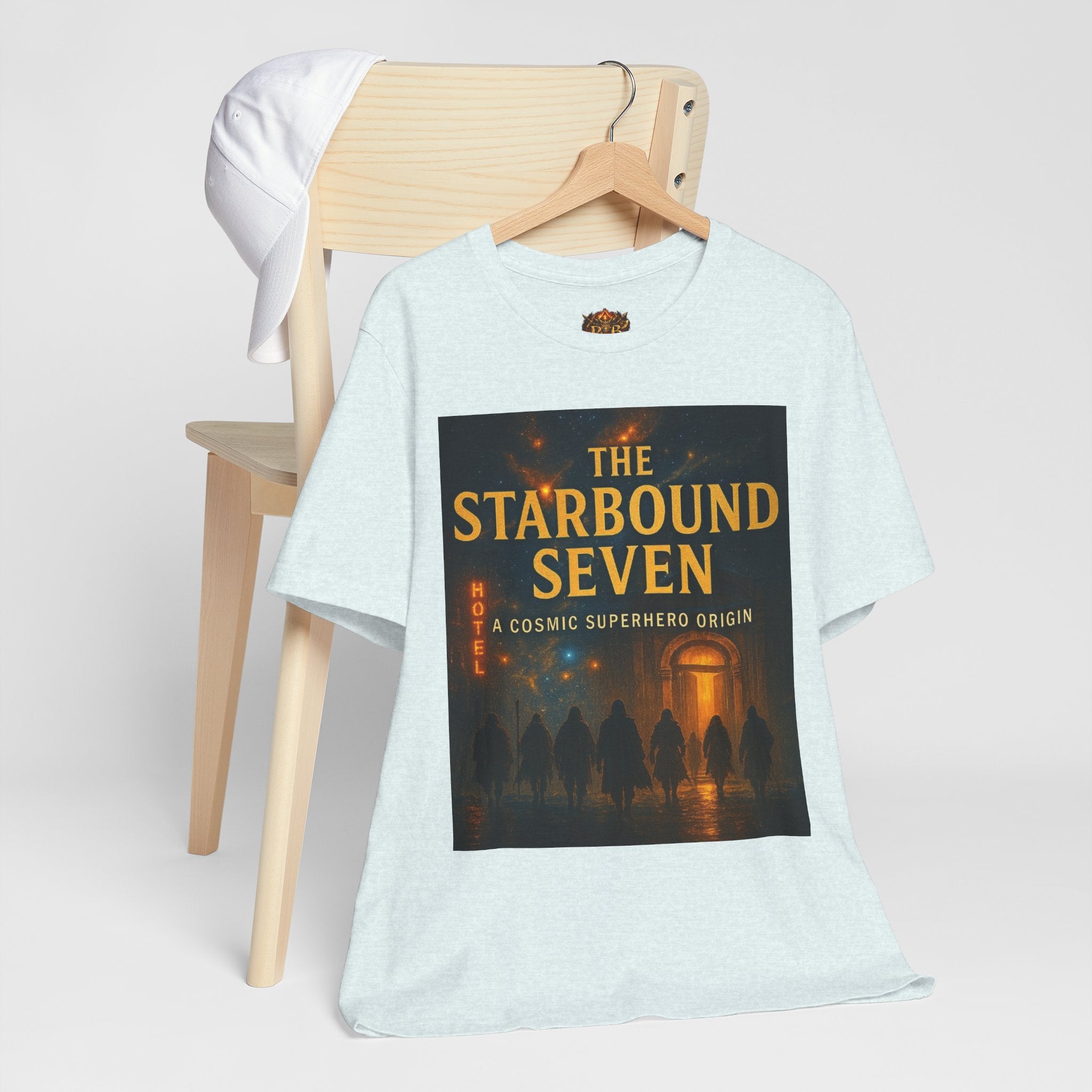 Power Runs Black PRB The Starbound Seven Tee – Retro Cosmic Superhero Poster Shirt by Power Runs Black