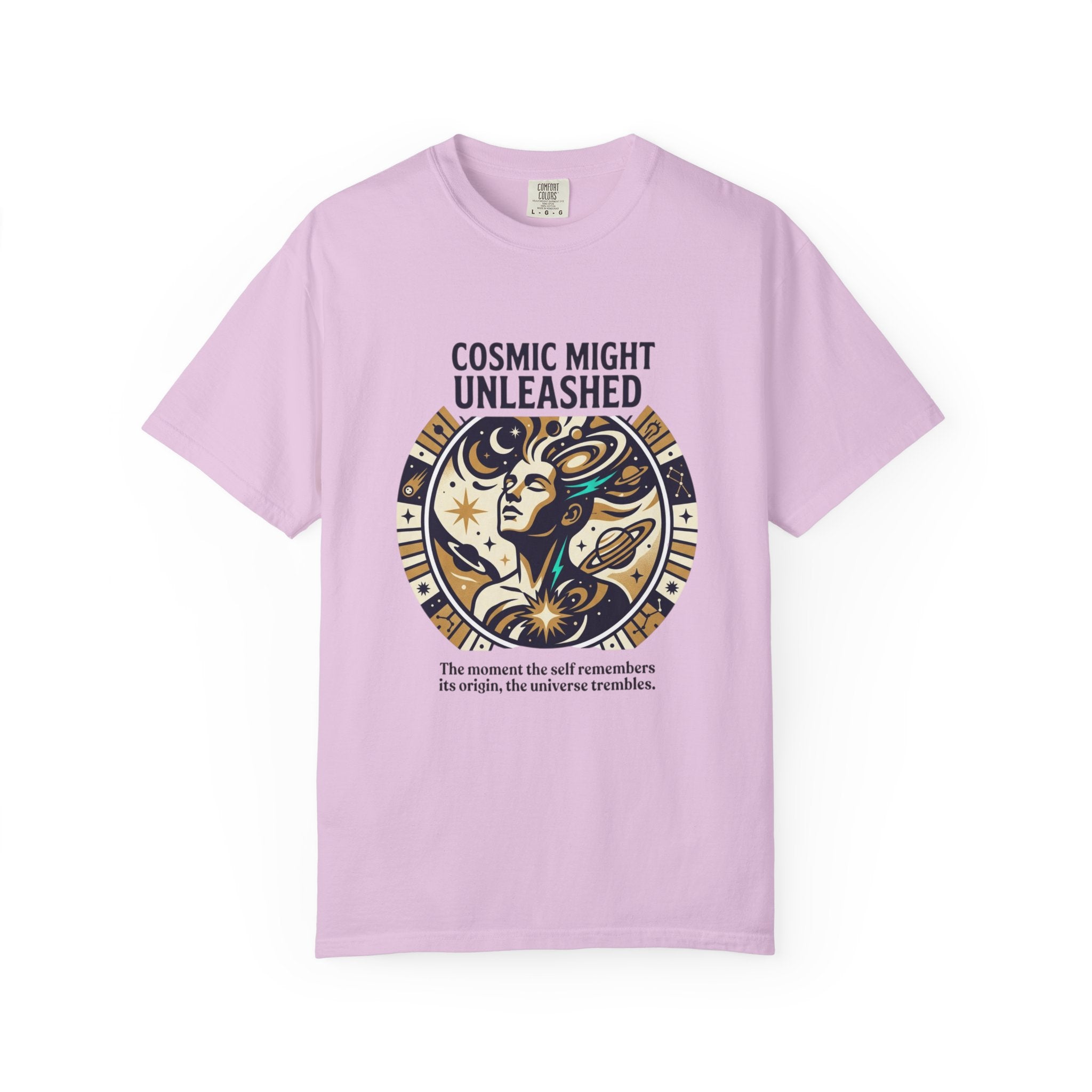 PRB Starforged Flex Cosmic Might Unleashed Graphic T-Shirt — Celestial Stag Astrology Tee by Power Runs Black