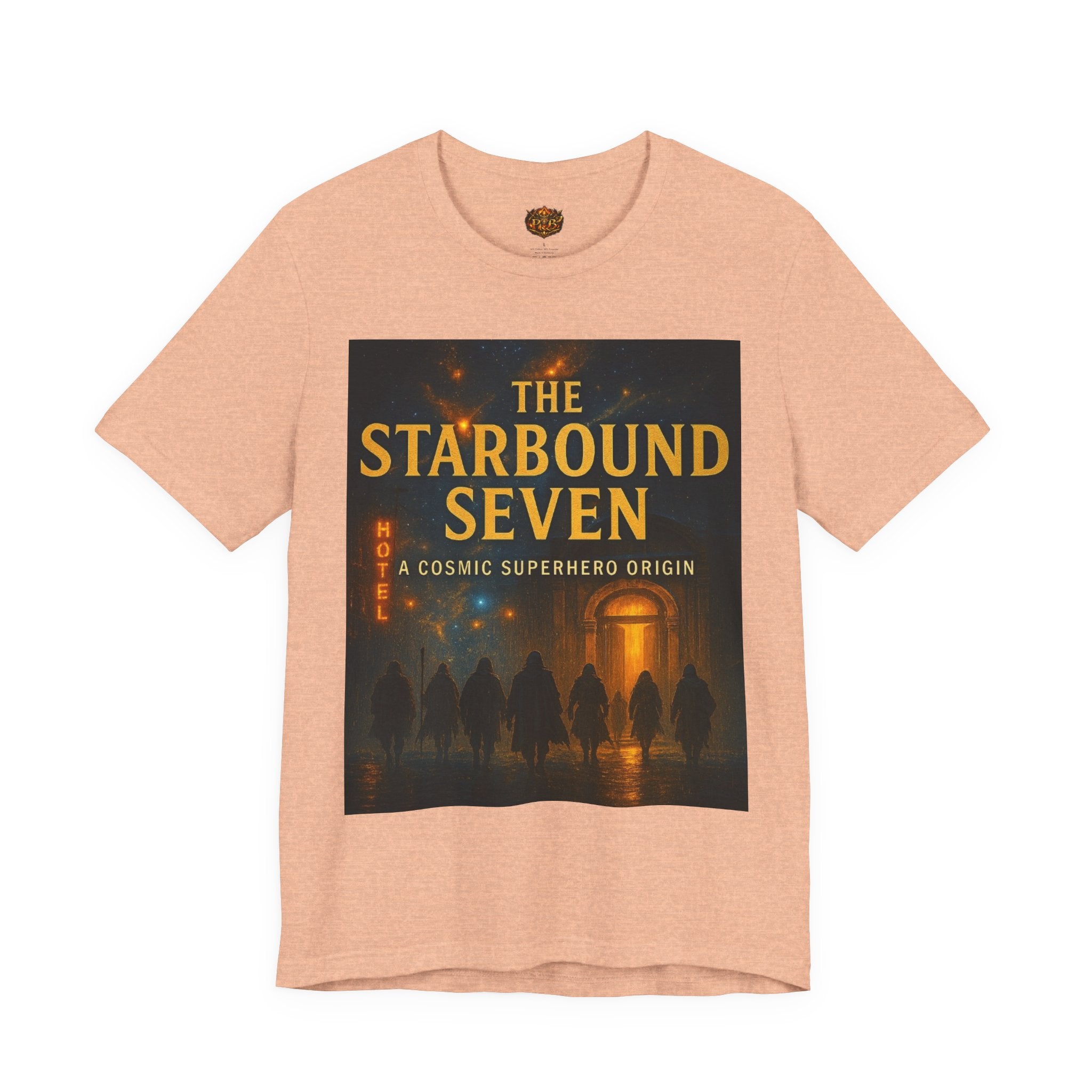 Power Runs Black PRB The Starbound Seven Tee – Retro Cosmic Superhero Poster Shirt by Power Runs Black
