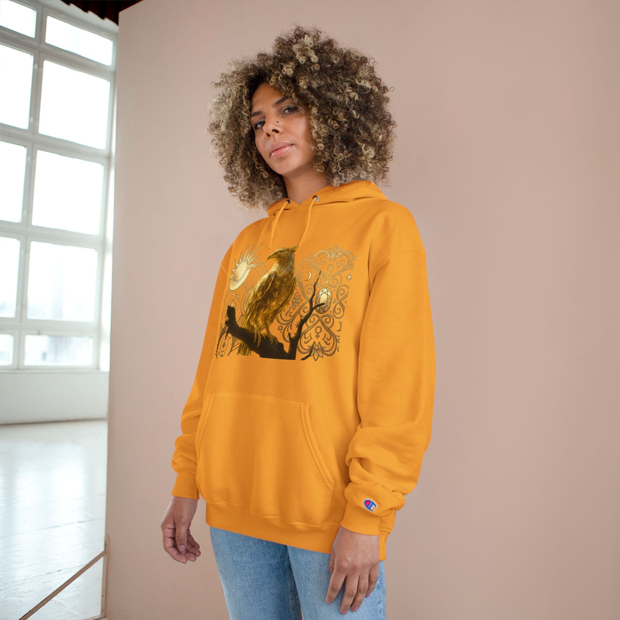 PRB Golden Owl Sundial Graphic Champion Hoodie by Power Runs Black