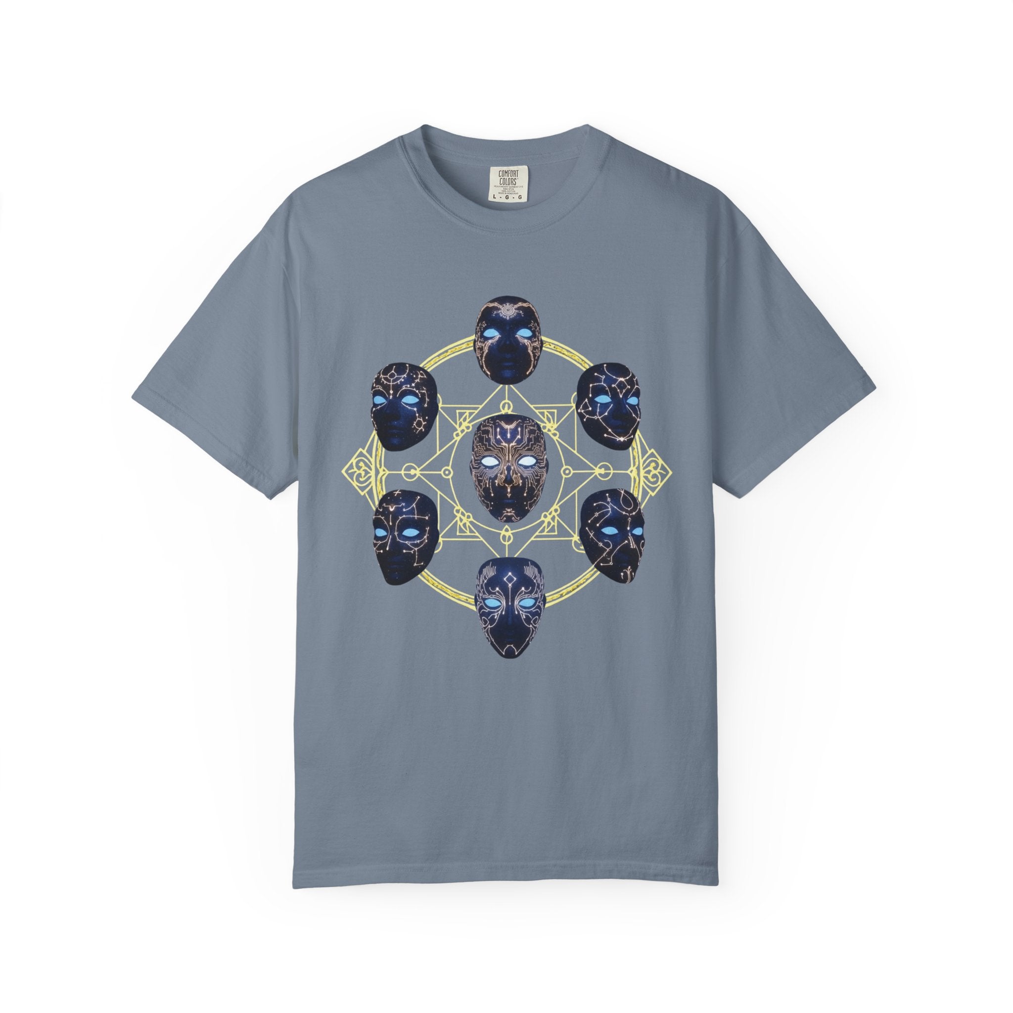 PRB Tribal Mask Circle Graphic Tee, Spiritual Afrocentric Art by Power Runs Black