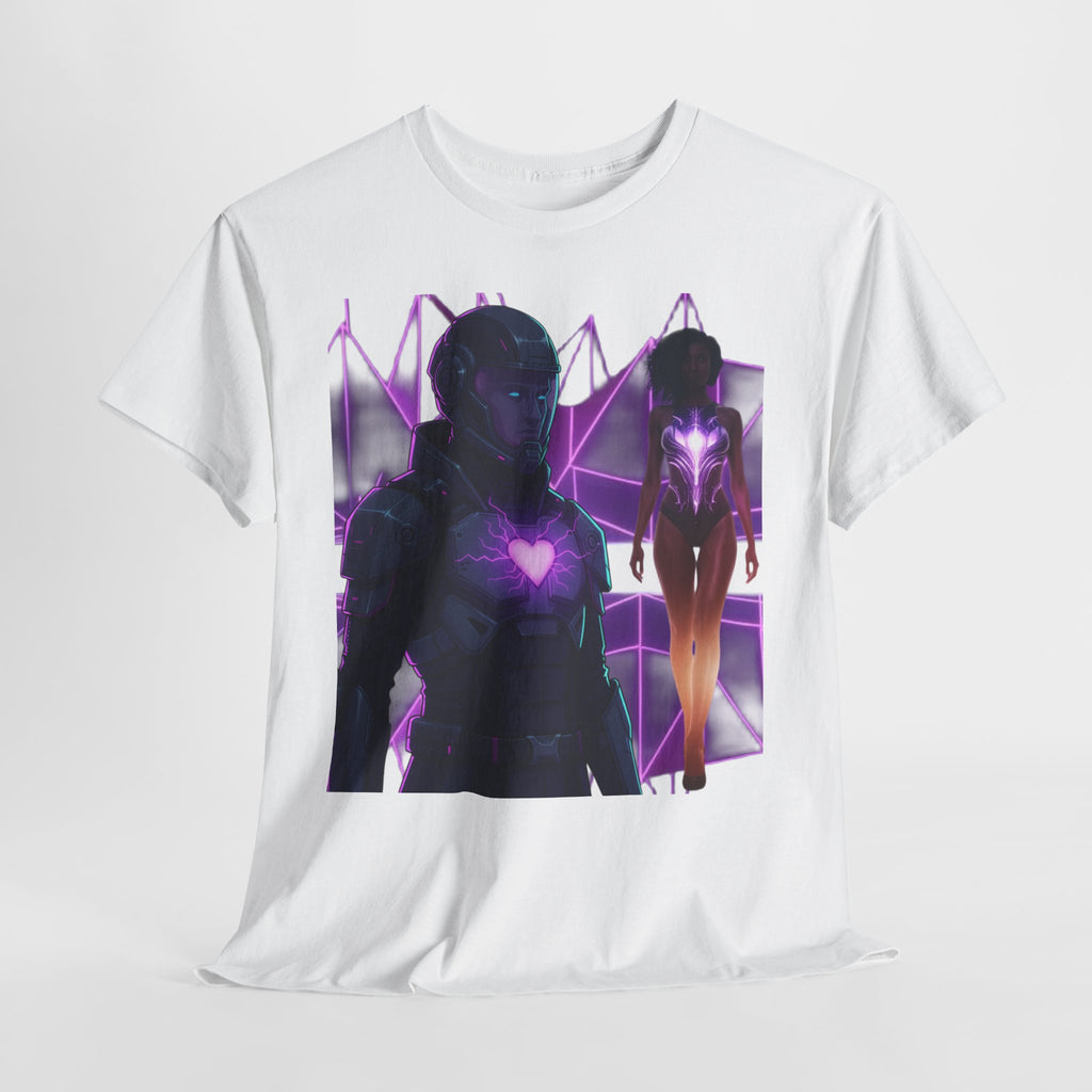 Power Run Black PRB Pretty Rich Bitch The Collection Purple Heart Cyberpunk Knight T-Shirt | Futuristic Armor Sci‑Fi Tee by Printify