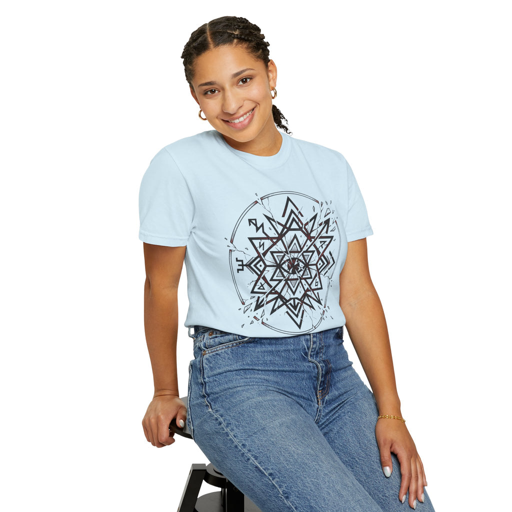 Power Runs Black PRB Eryx Tal Geometric Mandala T-Shirt — Symmetric Star Graphic Tee by Power Runs Black