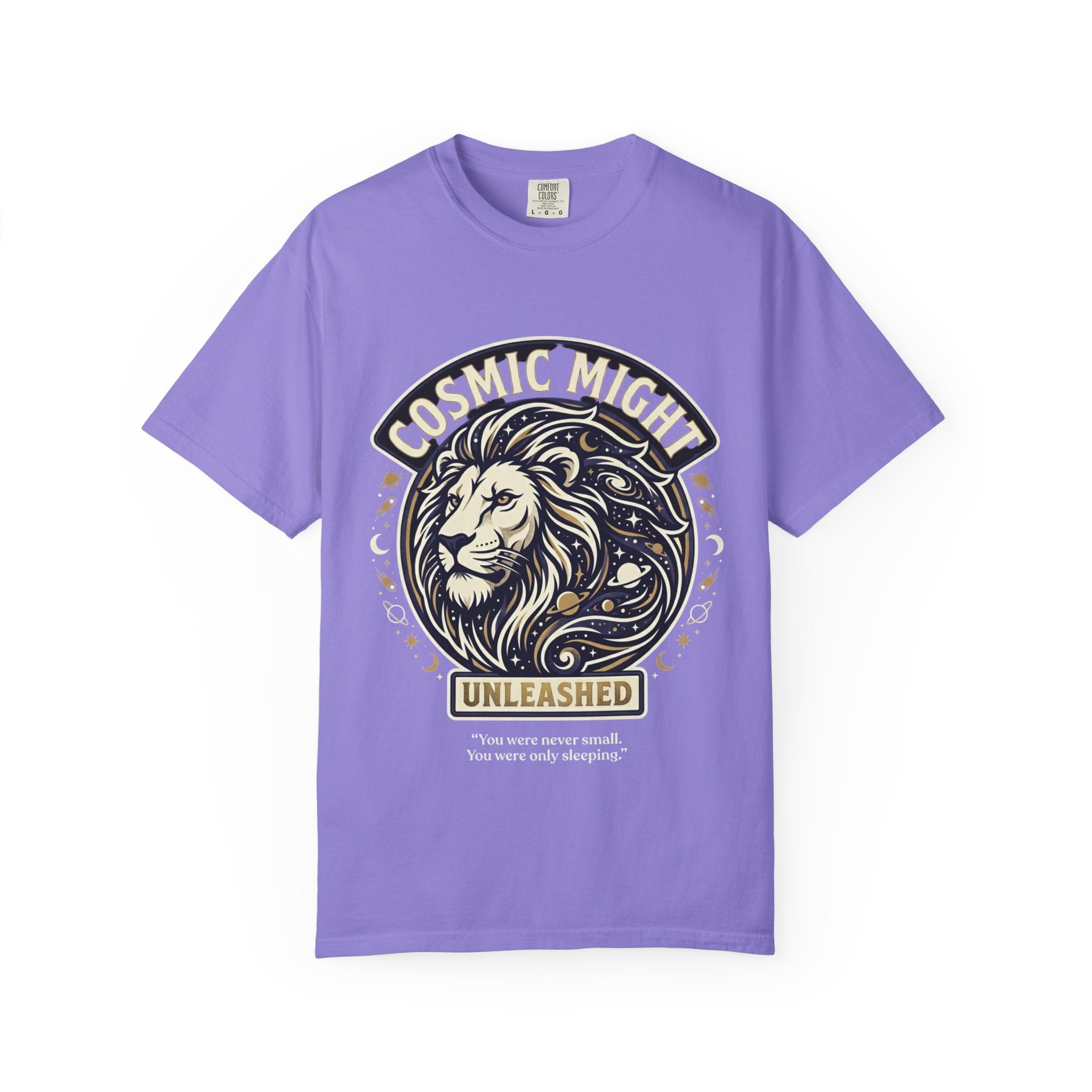 PRB Starforged Flex Cosmic Might Unleashed Lion Graphic T-Shirt — "Unleashed" Inspirational Lion Tee by Power Runs Black