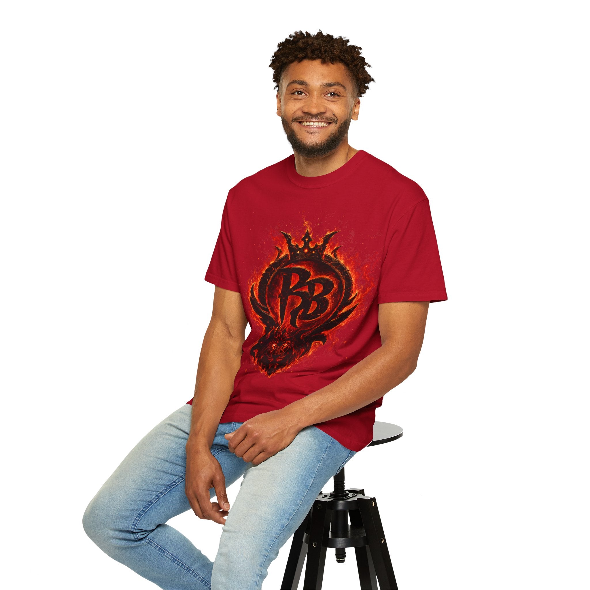 Power Runs Back PRB Flame Logo T-shirt | Fiery Emblem Tee, Grunge Rock Chic by Power Runs Black