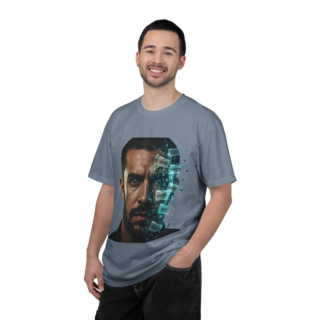 Syndication Loop Cyberpunk Portrait Tee — Tech-Noir Graphic T-Shirt | Power Runs Black by Printify