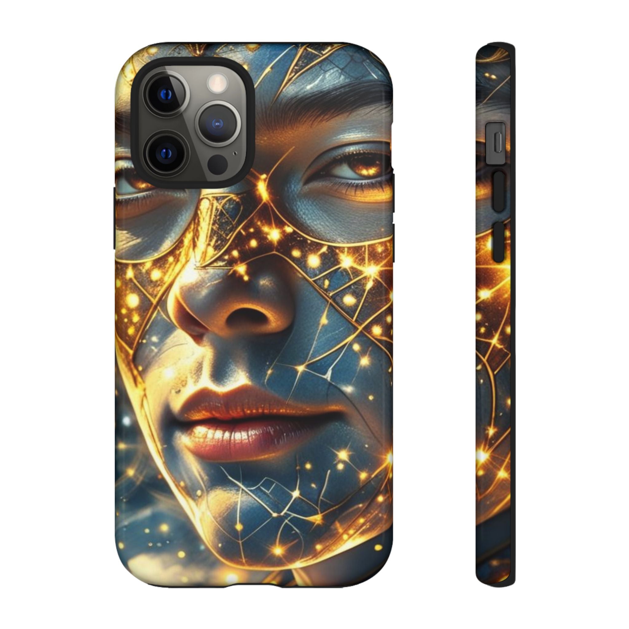 PRB Galactic Portrait Tough Case | Cosmic Face Phone Case, Starry Nebula Design by Power Runs Black