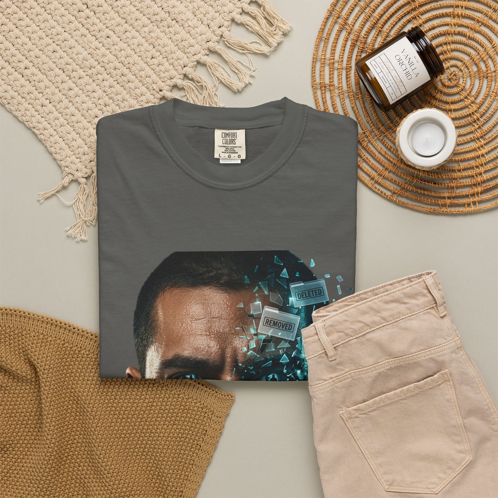 Syndication Loop Cyberpunk Portrait Tee — Tech-Noir Graphic T-Shirt | Power Runs Black by Printify