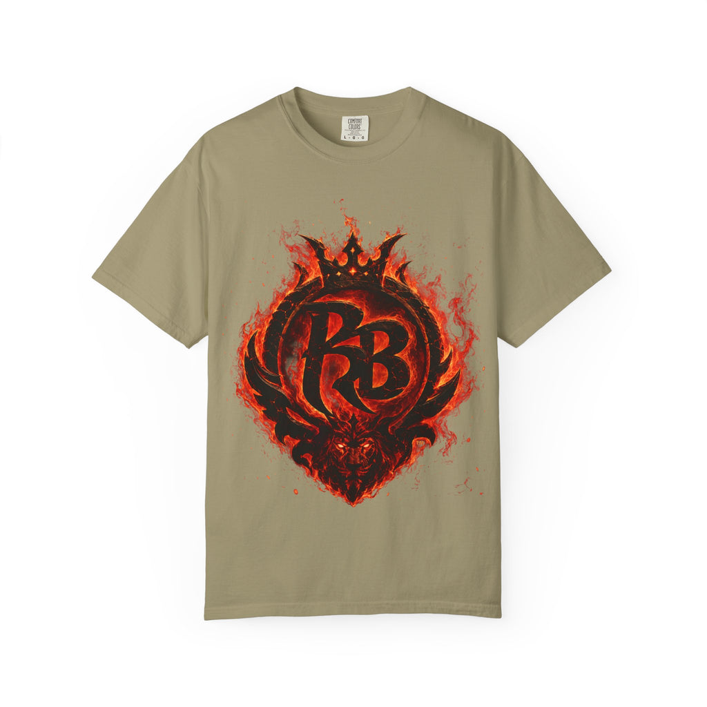 Power Runs Back PRB Flame Logo T-shirt | Fiery Emblem Tee, Grunge Rock Chic by Power Runs Black