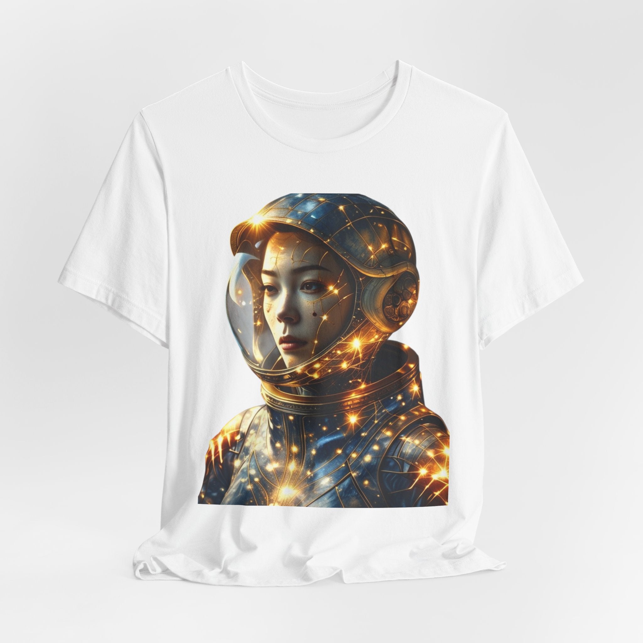 PRB Astronaut Portrait Tee — Starry Cosmic Helmet Graphic T-Shirt by Power Runs Black
