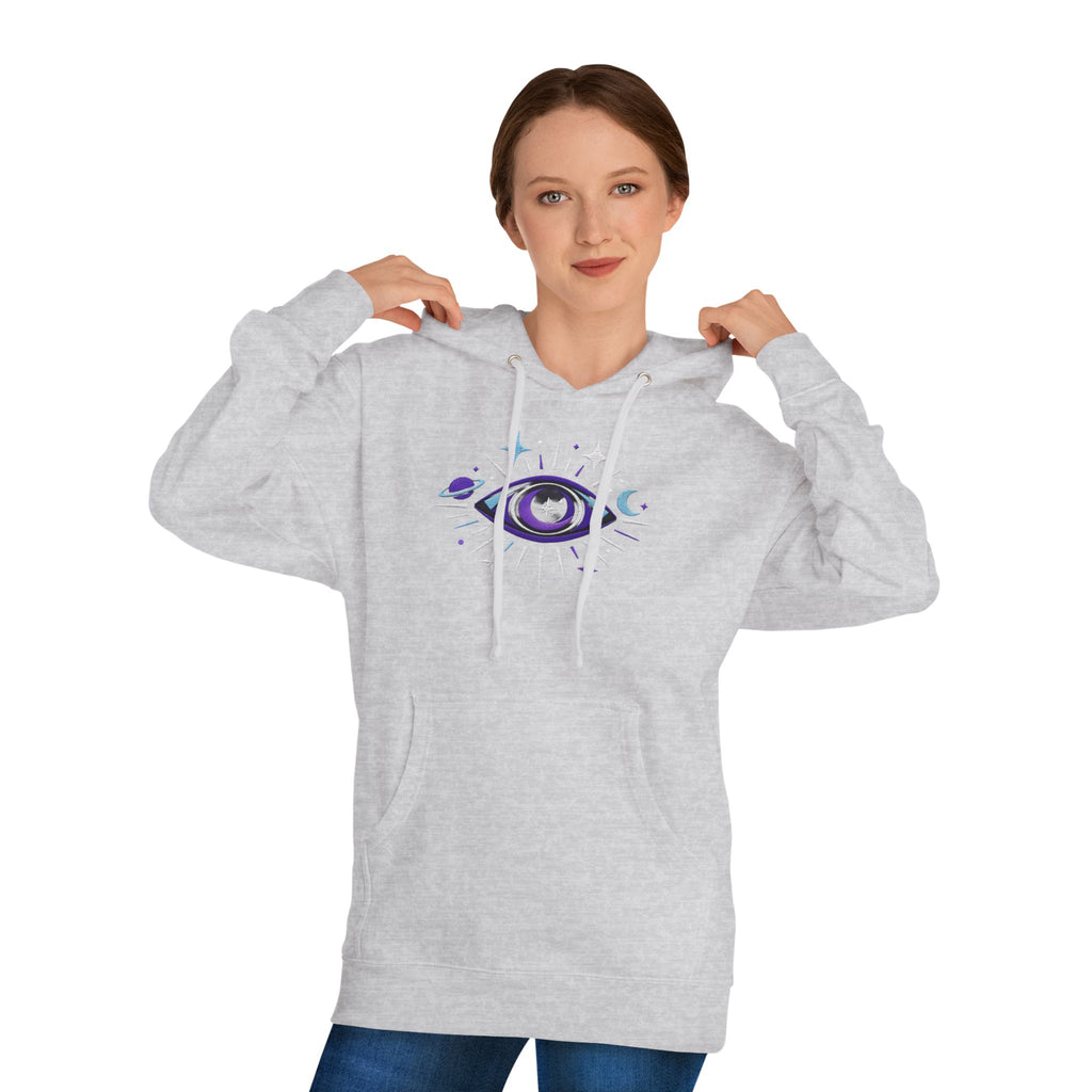PRB Mystic Purple All-Seeing Eye Hoodie | Celestial Stars Moon by Power Runs Black