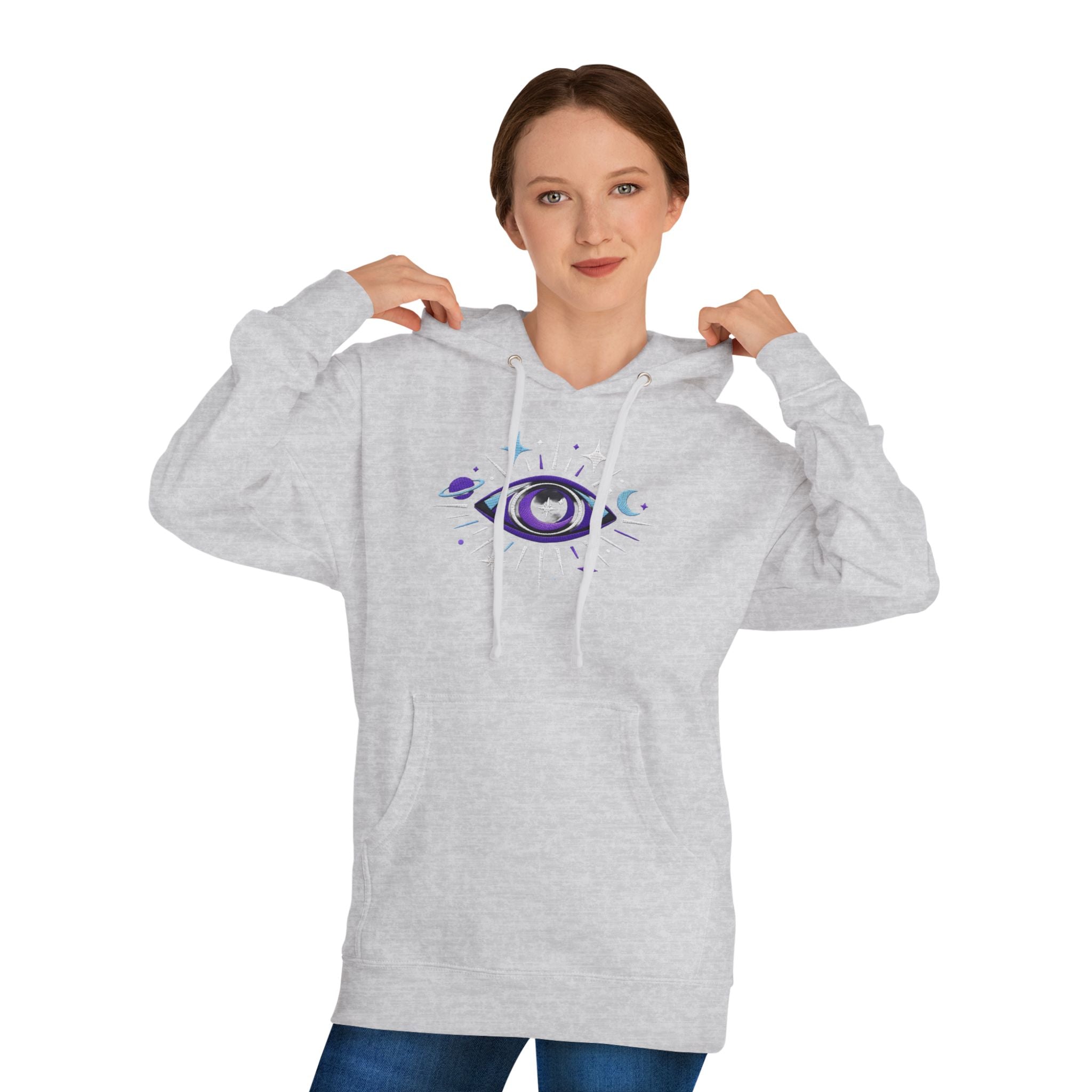 PRB Mystic Purple All-Seeing Eye Hoodie | Celestial Stars Moon by Power Runs Black