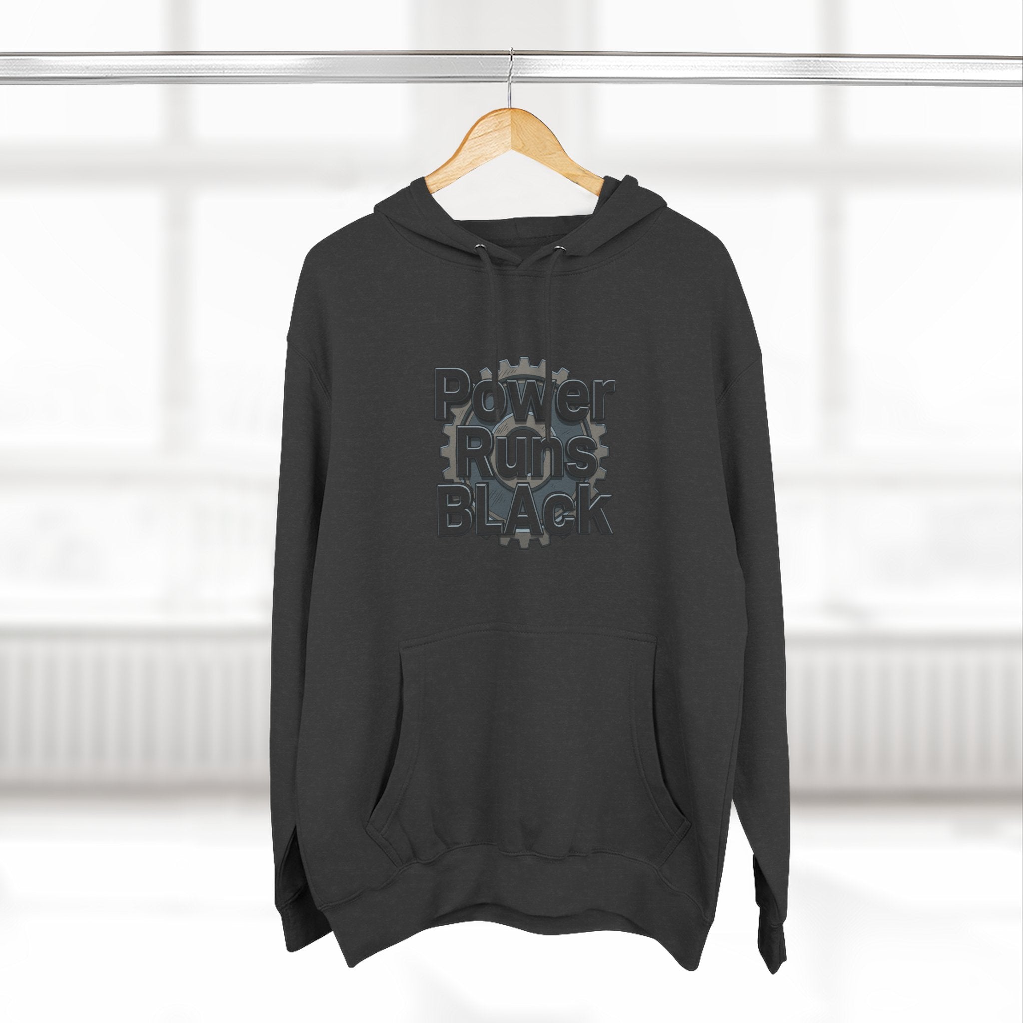 PRB Built of Power Graphic Hoodie — ‘Power Runs Black’ Industrial Mech Design by Power Runs Black
