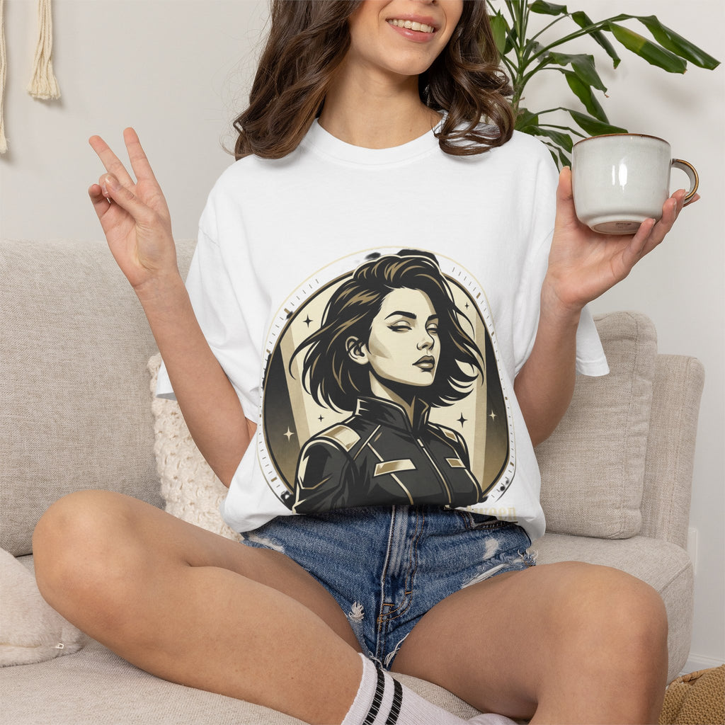 Power Runs Black Retro Space Captain Portrait T-Shirt — 'Fearless Commander' Graphic Tee by Power Runs Black