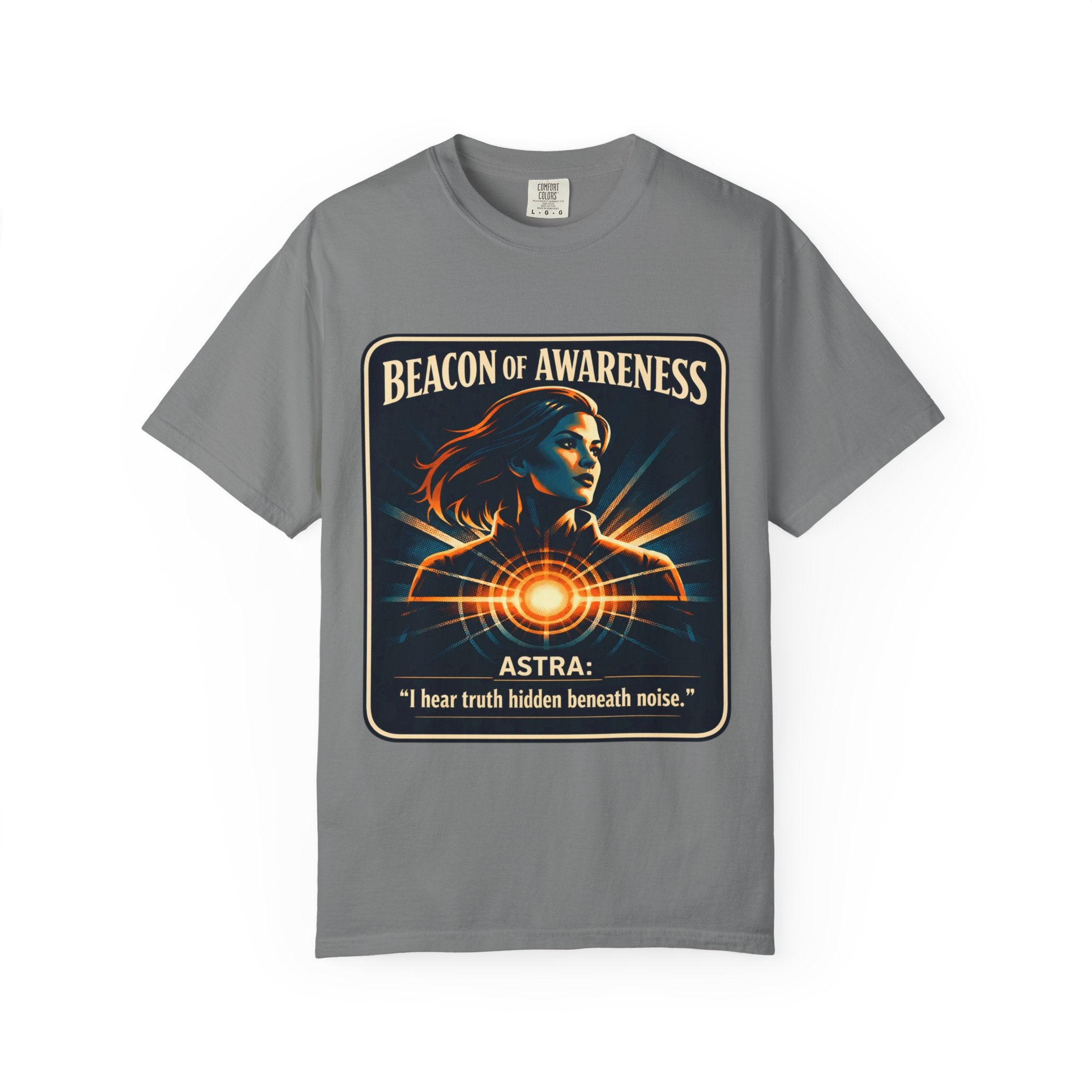 Power Runs Black Beacon of Awareness T-Shirt — “Astra: I hear truth hidden beneath noise” Cosmic Graphic Tee by Power Runs Black