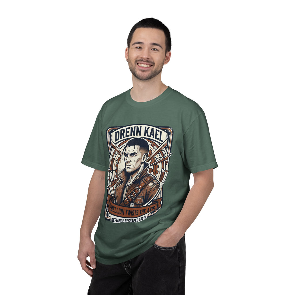 Power Runs Black PRB Drenn Kael Portrait T-Shirt — "Rebellion Twists the Axis" Graphic Tee by Printify